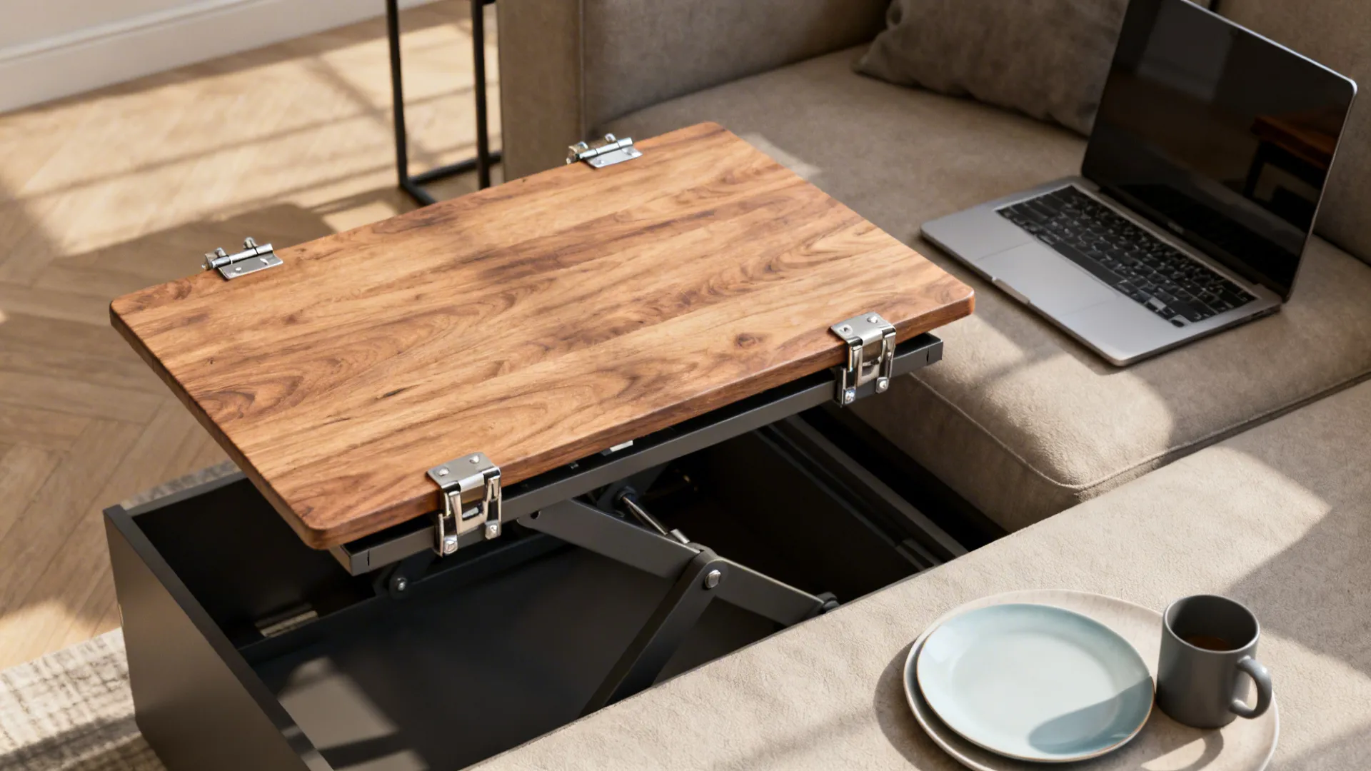 3. Lift-top side table for dual functionality