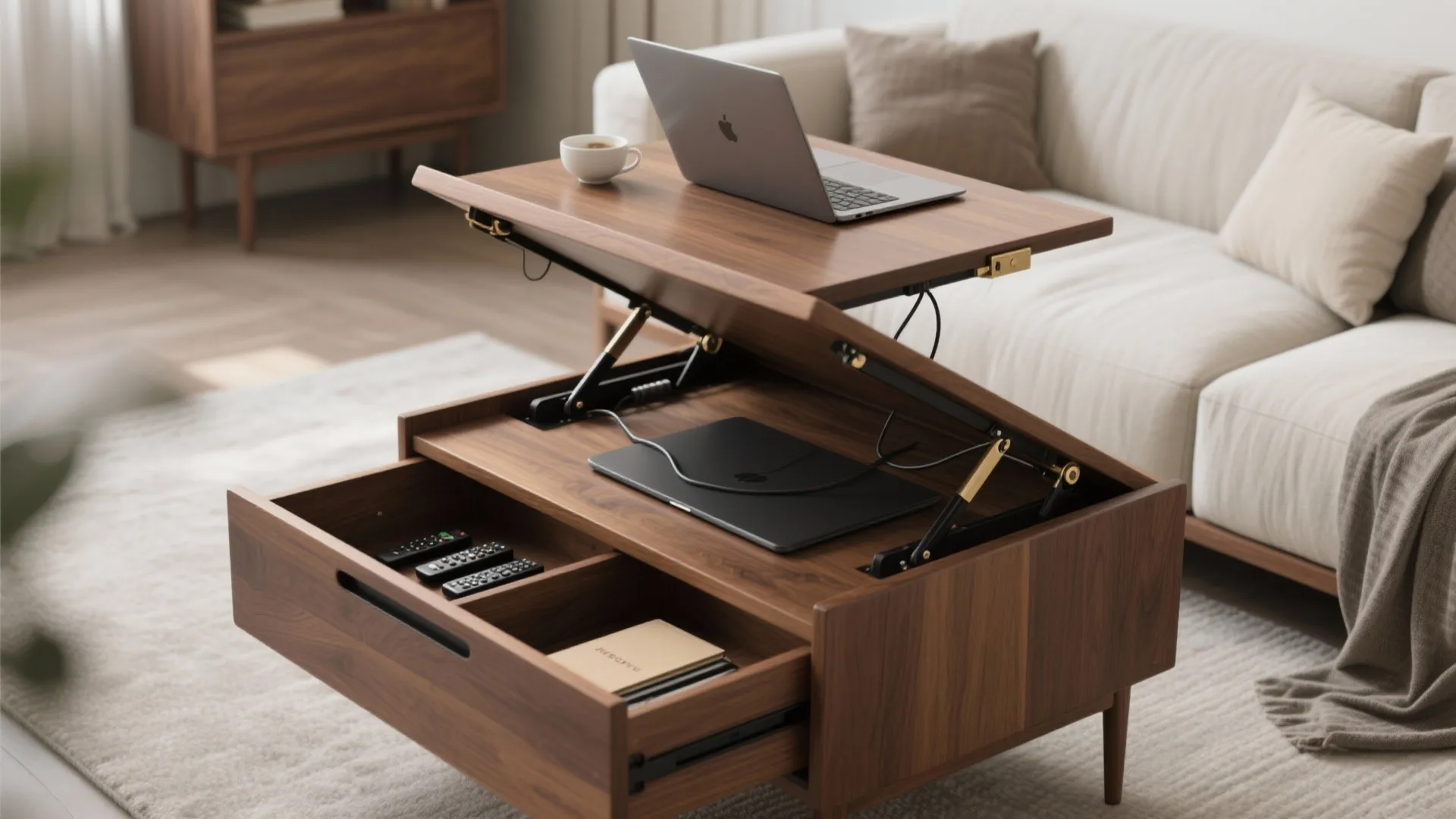 Lift‑Top Storage Teapoy for Work‑From‑Home Living