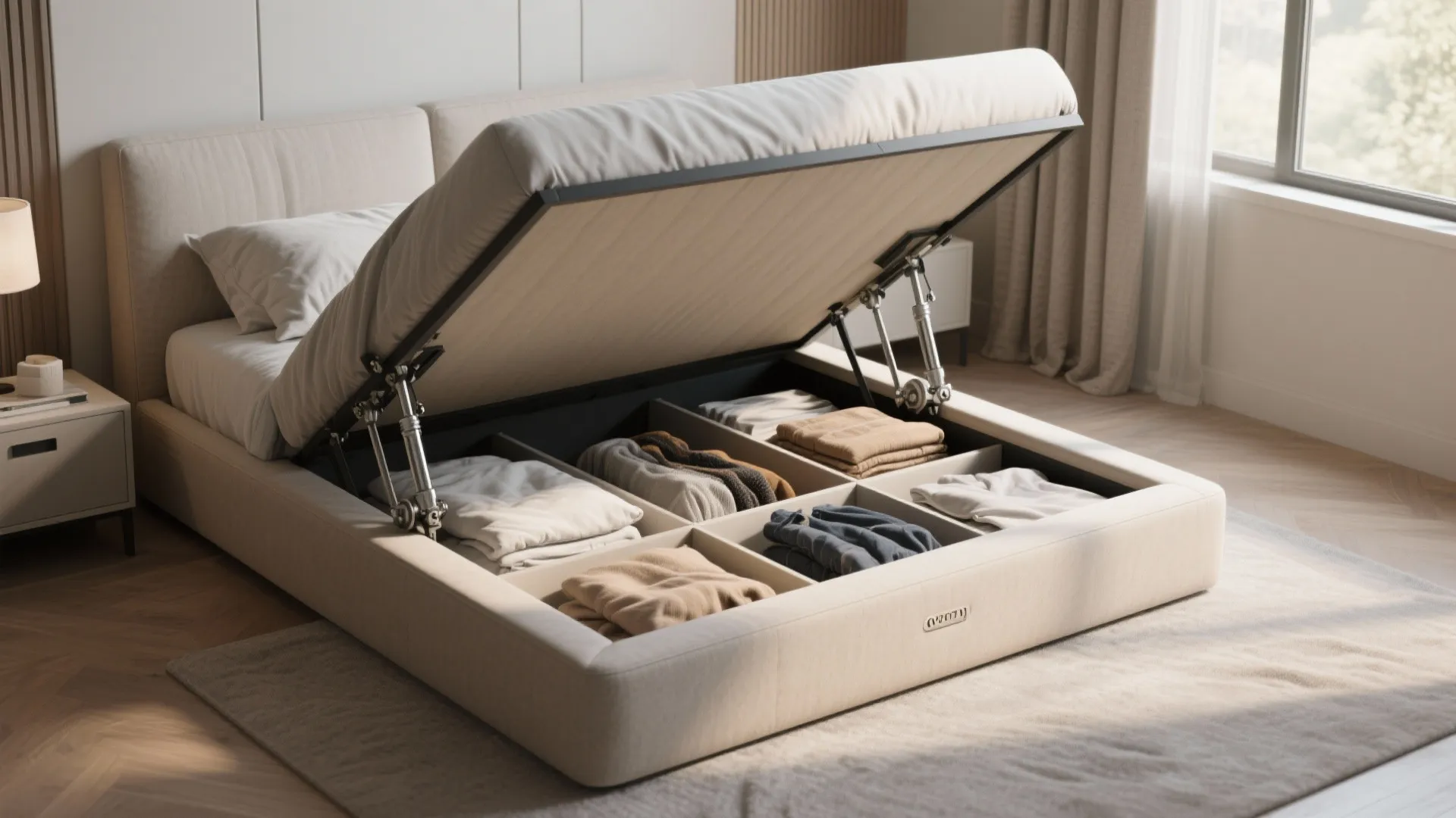 1. Lift-up (ottoman) storage bed