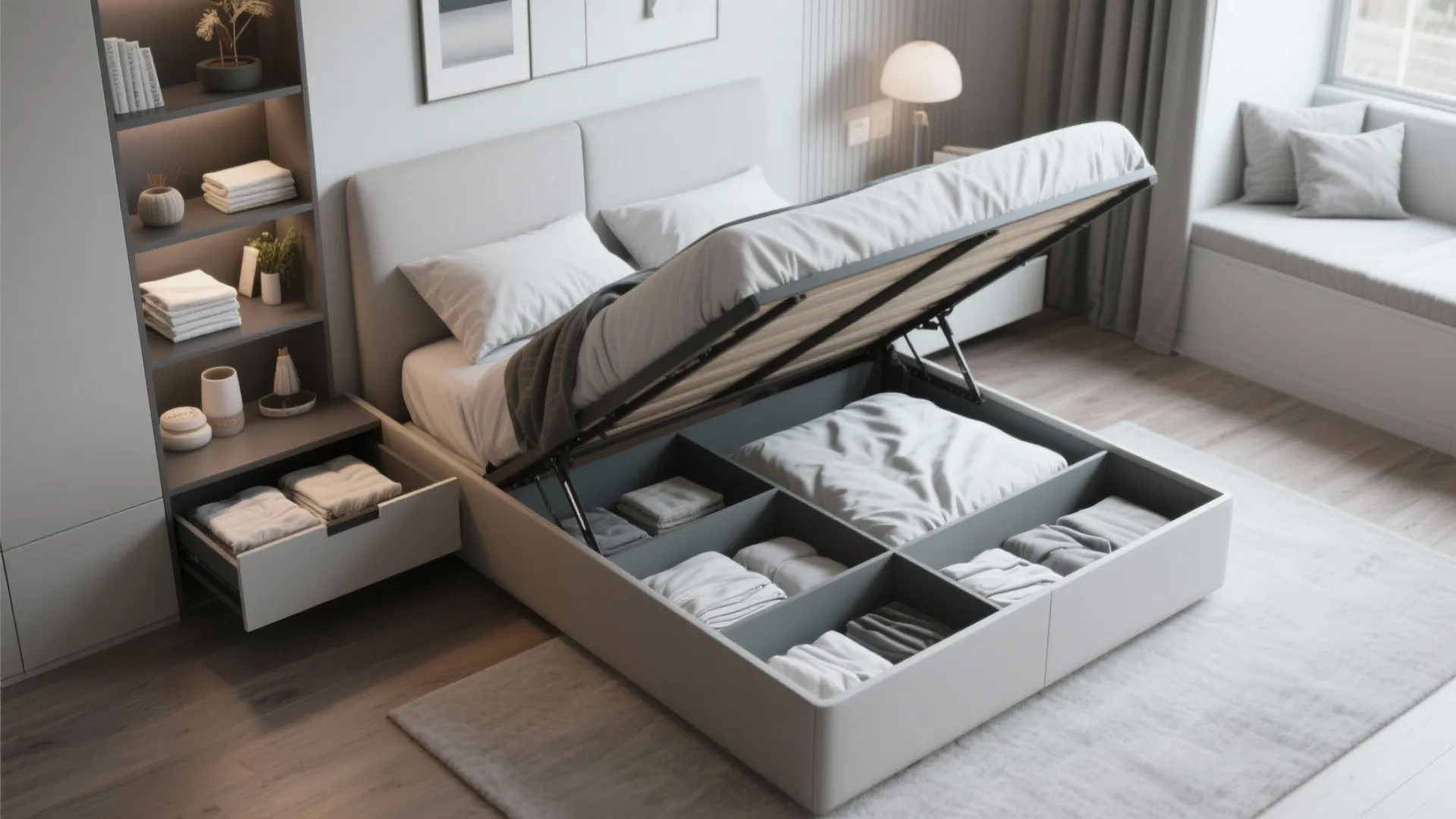 7. Lift-Up Storage Bed