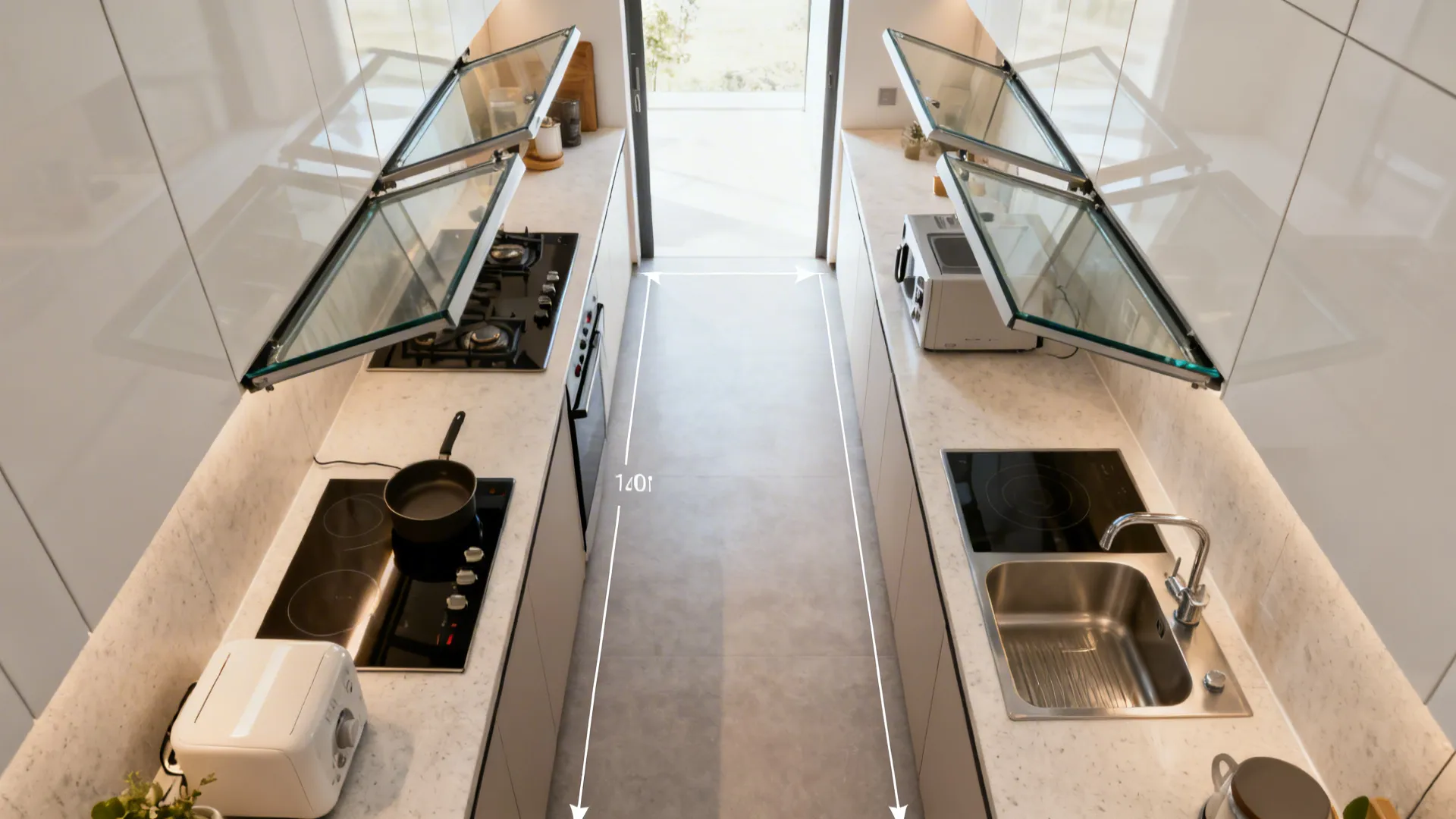 3) Lift-Up Glass Doors for Safer, Wider Aisles