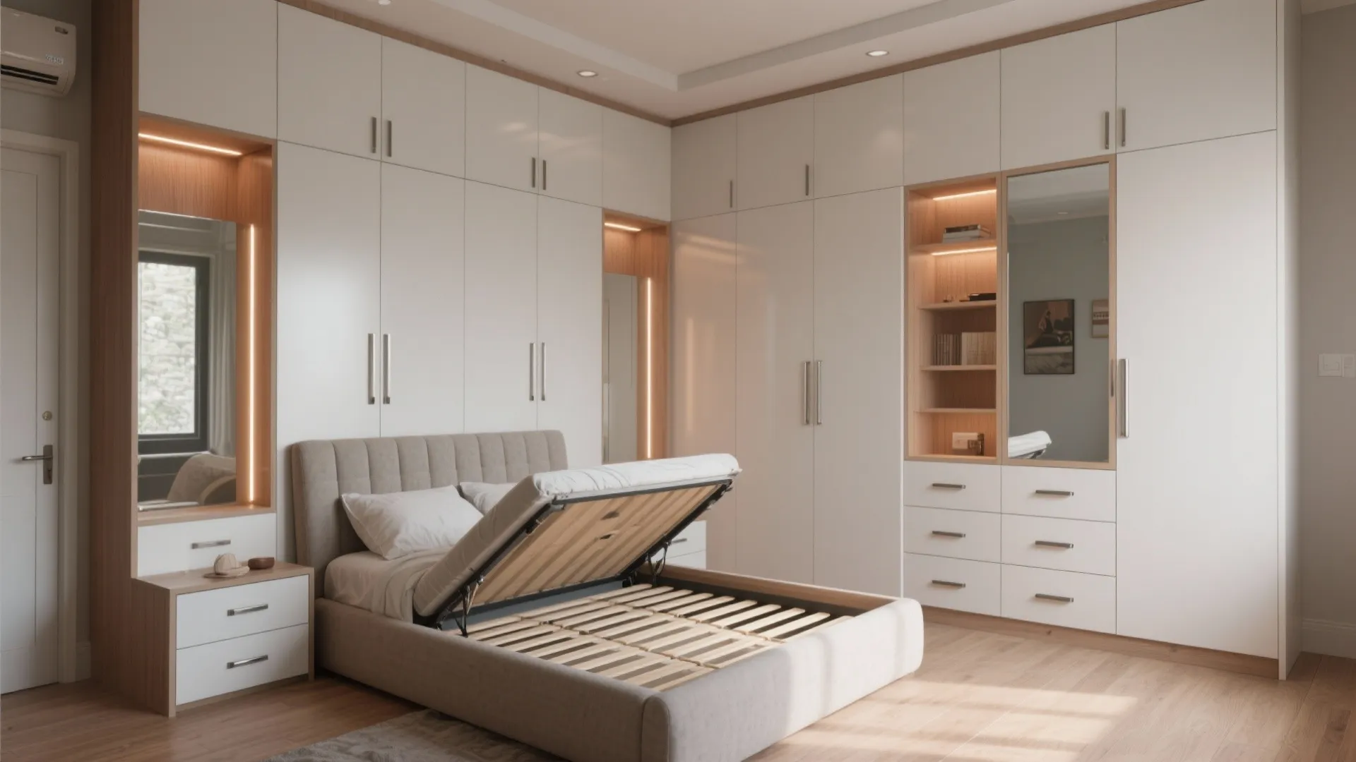 4) Lift-Up Beds and Modular Wardrobes