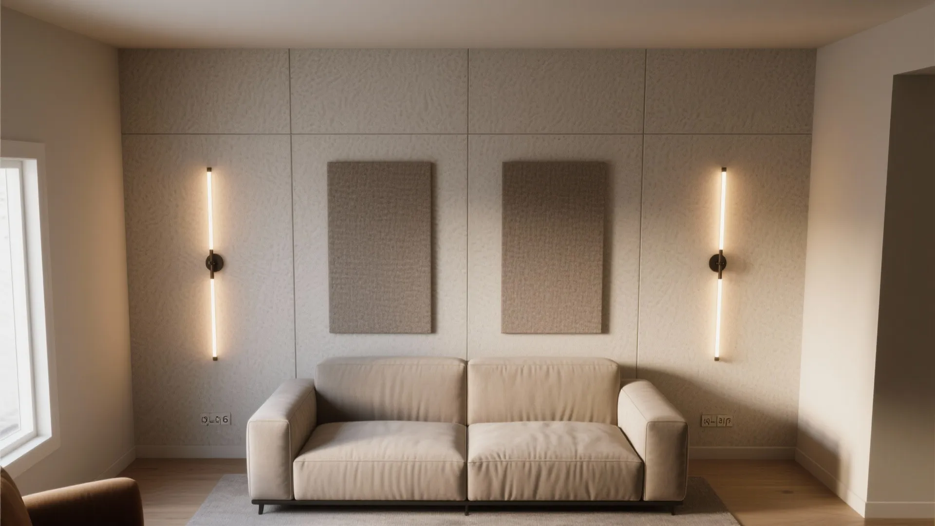 Integrated Wall Lighting and Sound Control (Sconces, Grazers, Acoustic Panels)