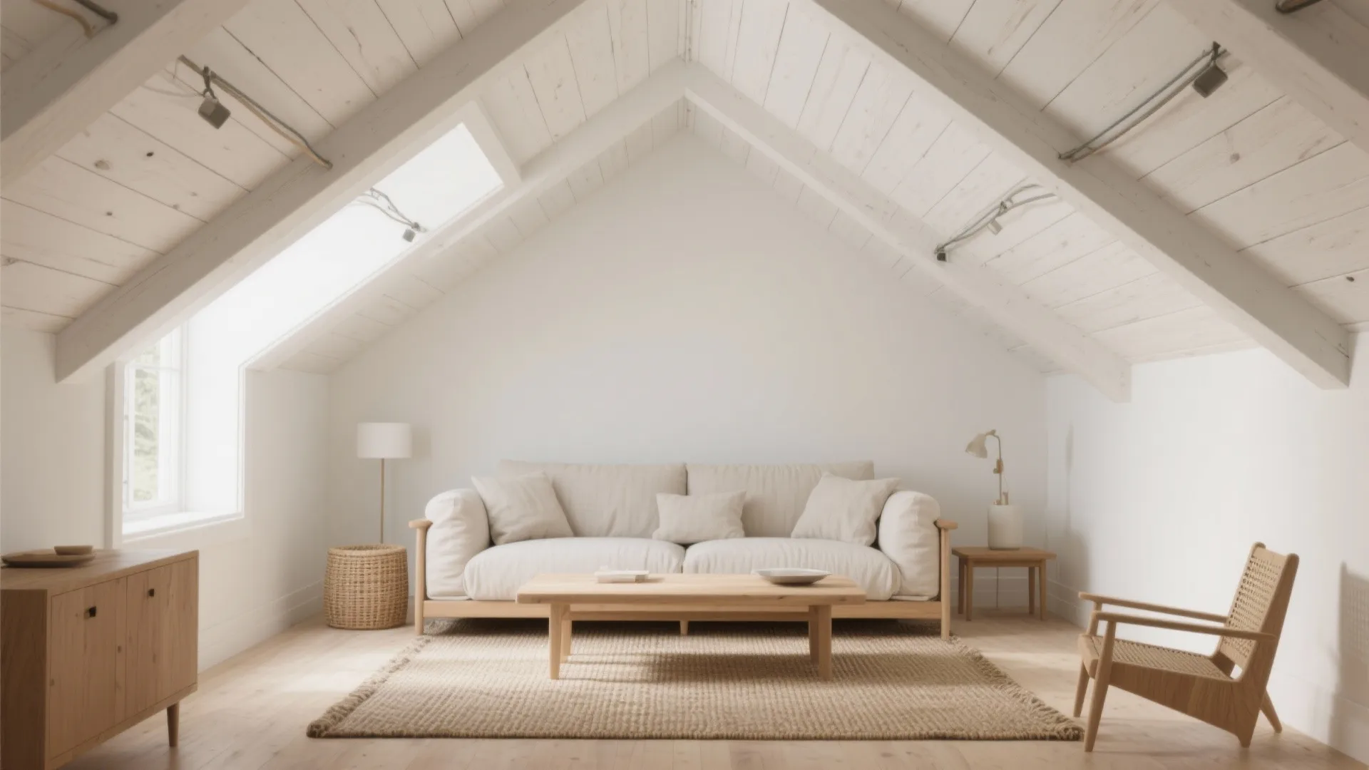 Exposed beams kept light and simple