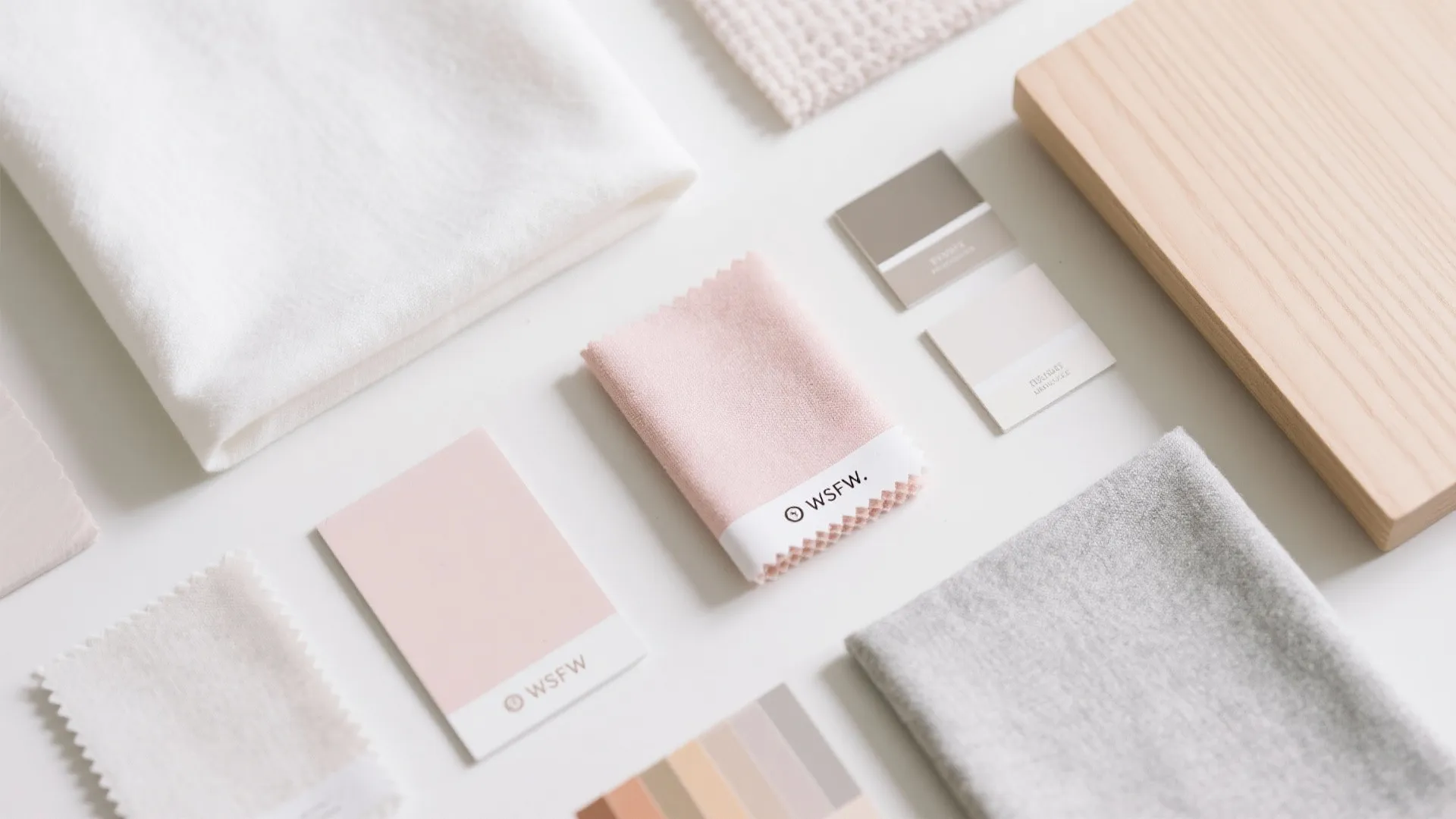 Flatlay of light and airy bedroom color palette