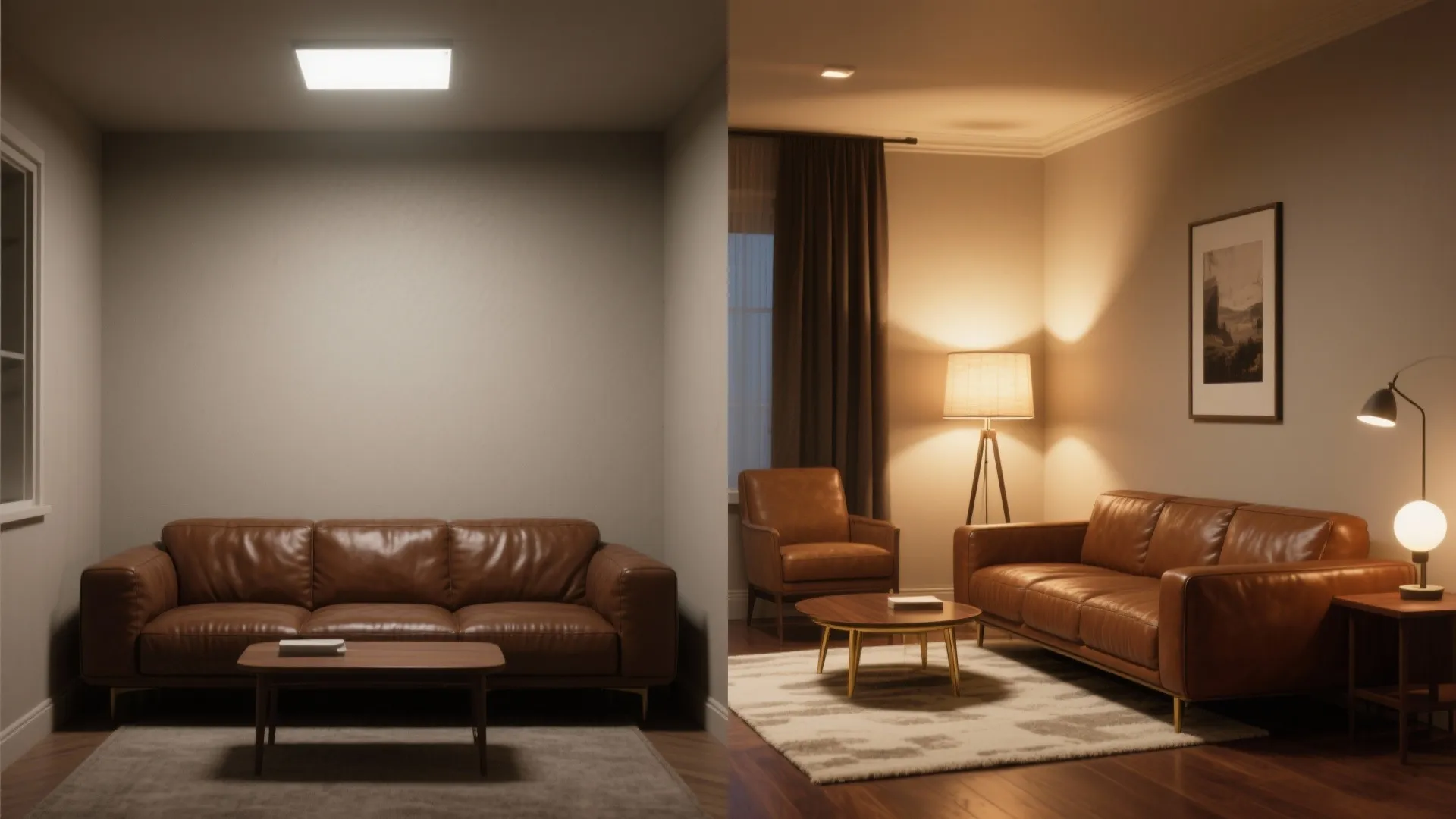 Layered Lighting That Flatters Brown Leather