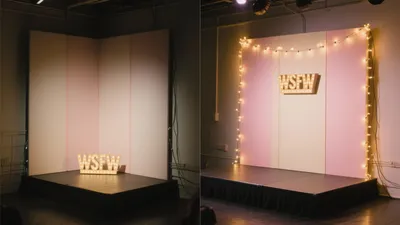 WSFW Event Stage Design with Pink & White Backdrop