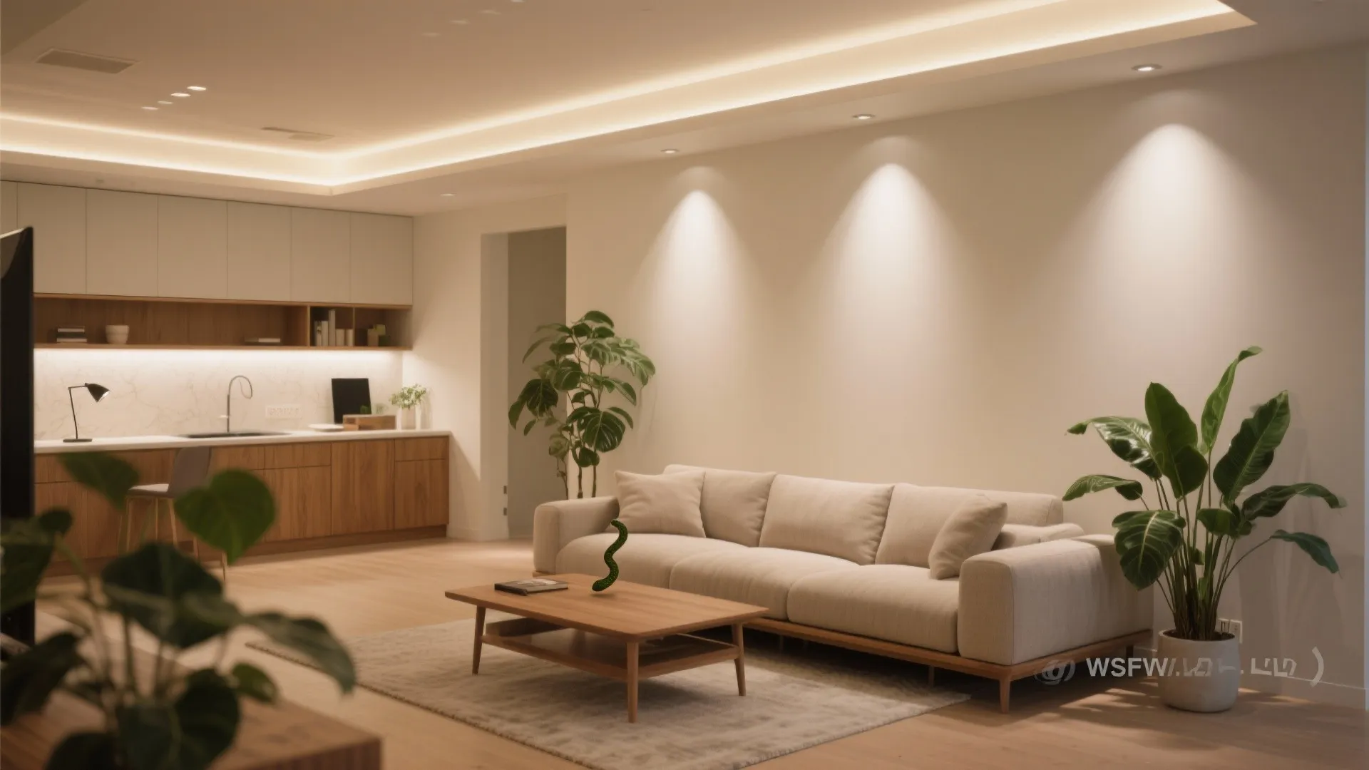 Lighting layers and biophilic touches that open the space