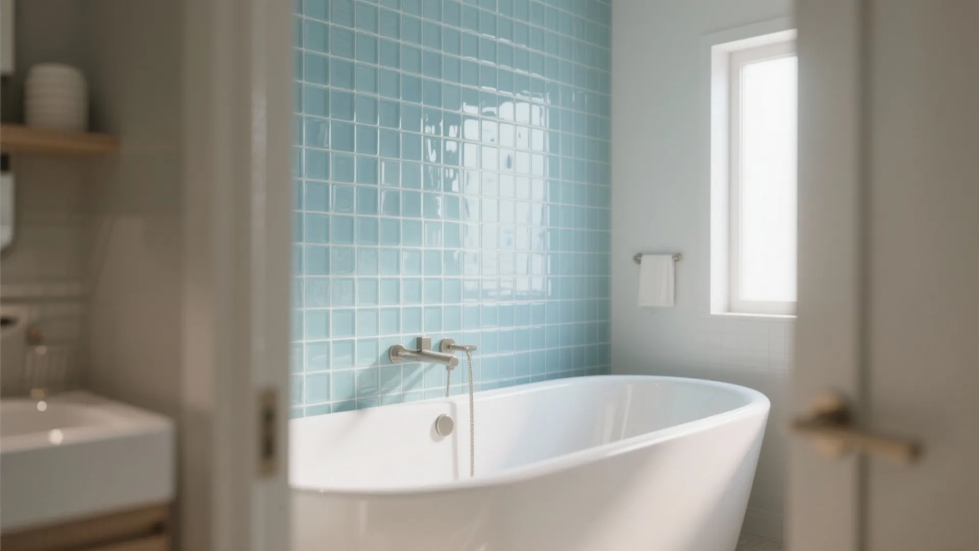 2. Light Blue Mosaic Accent Wall