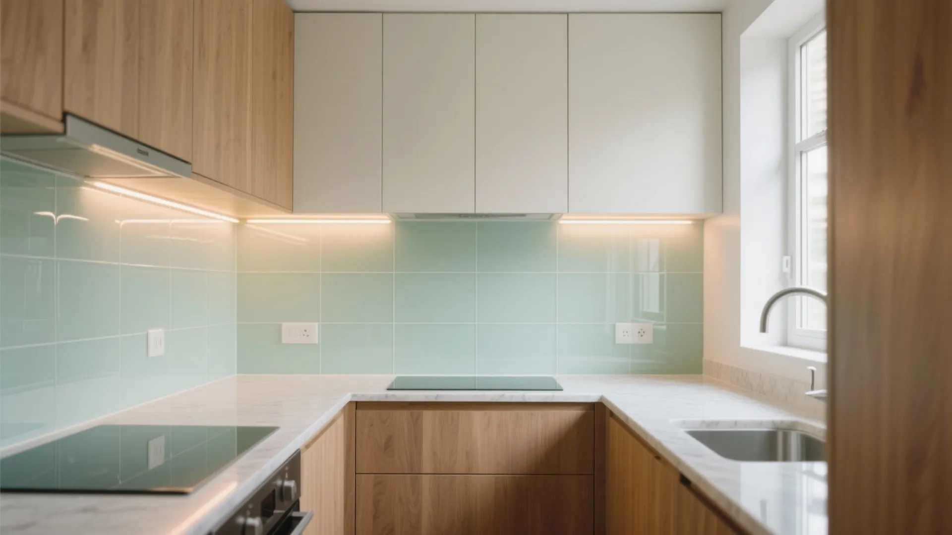 Glass backsplash for extra light