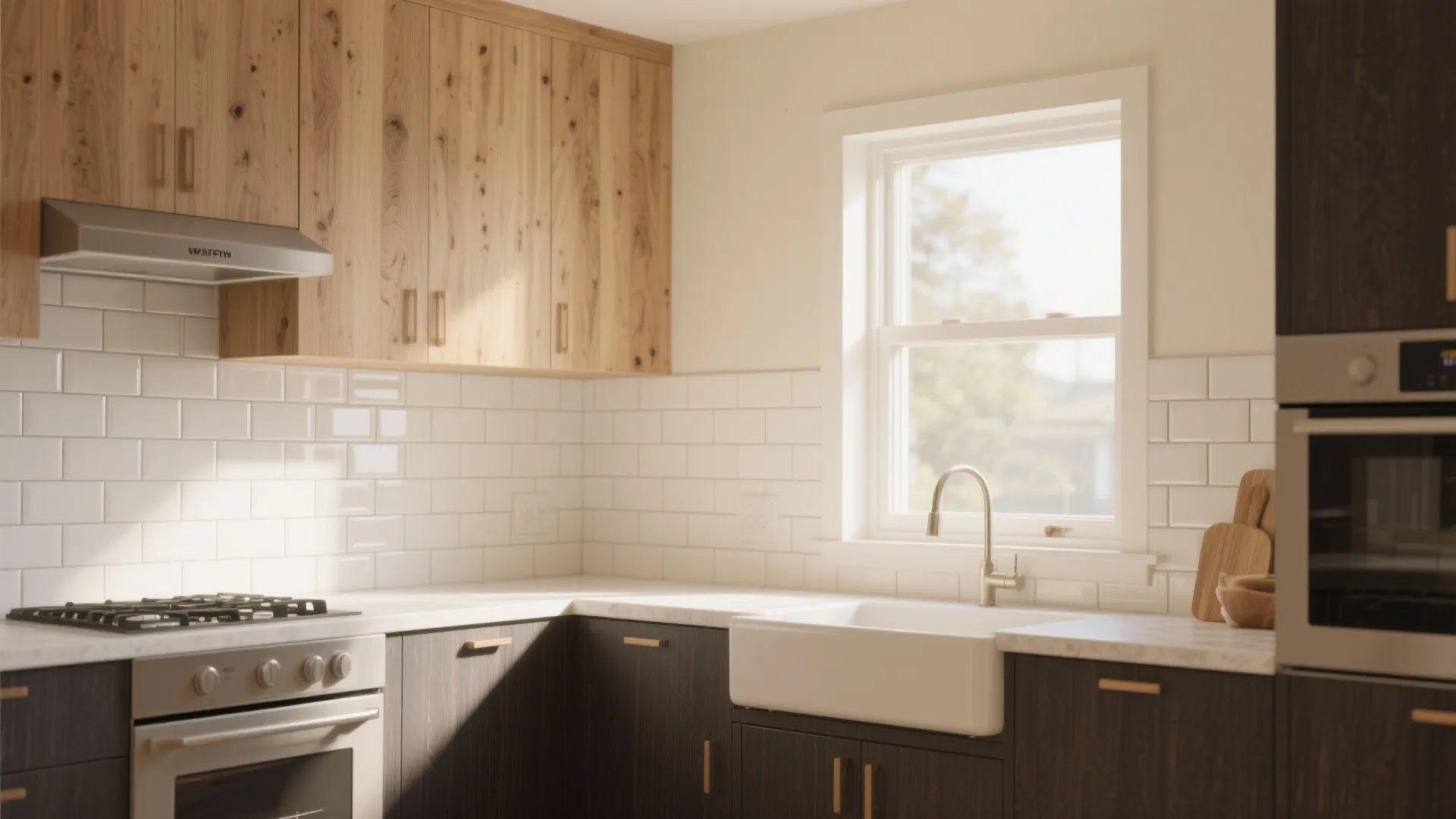 Kitchen remodel with soft oak accents and cream walls
