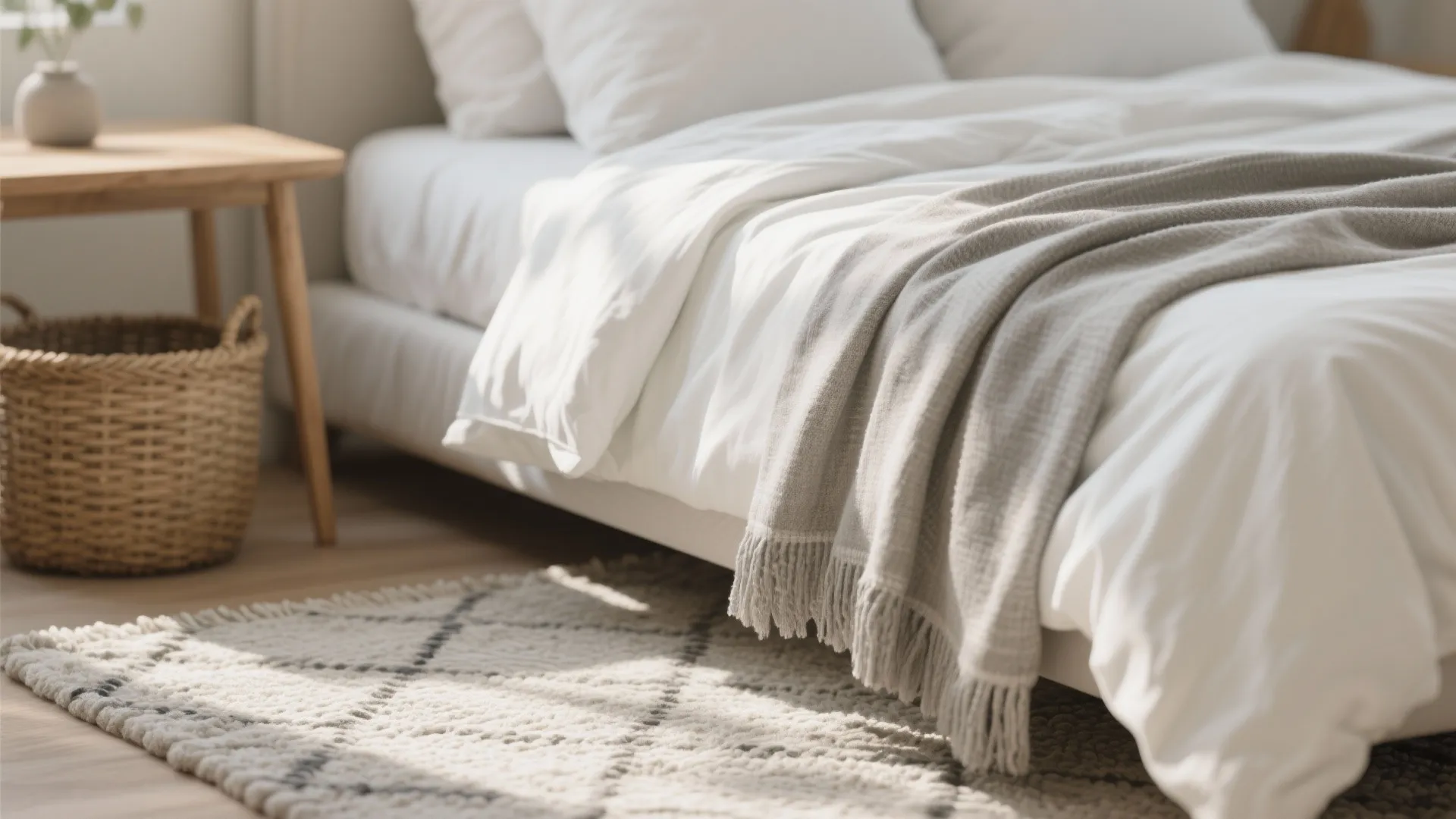 Close-up of light-colored layered fabrics and natural textures