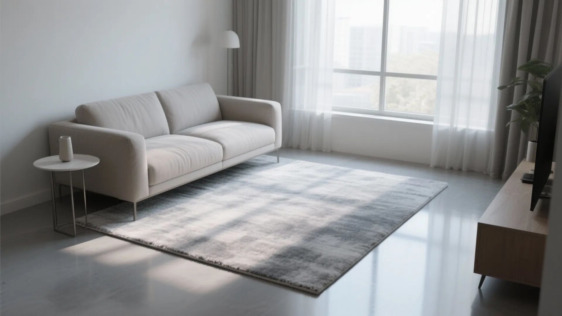 1. Light Cool Grey to Open Up a Tiny Living Room