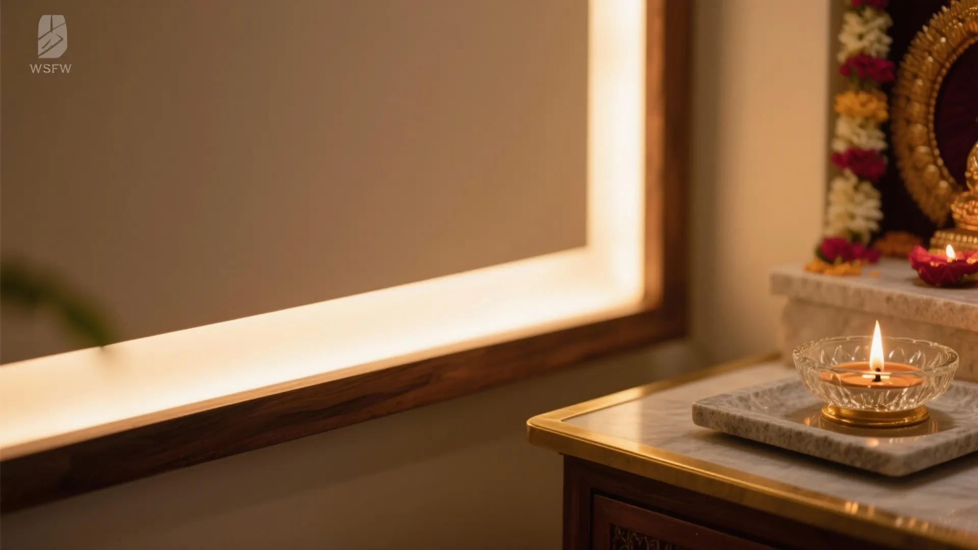 Idea 2: Corner Shrine With Layered Light