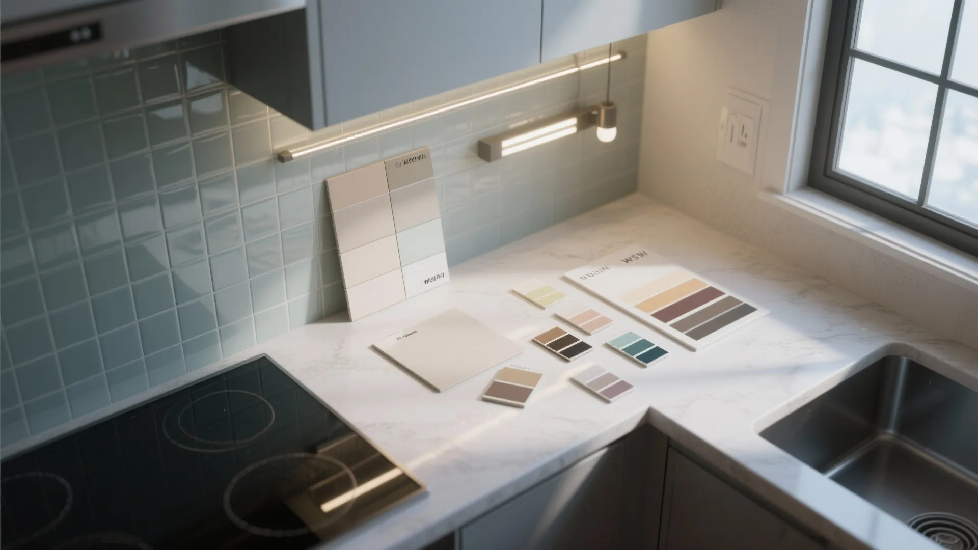 5. Use light, reflective finishes and layered lighting