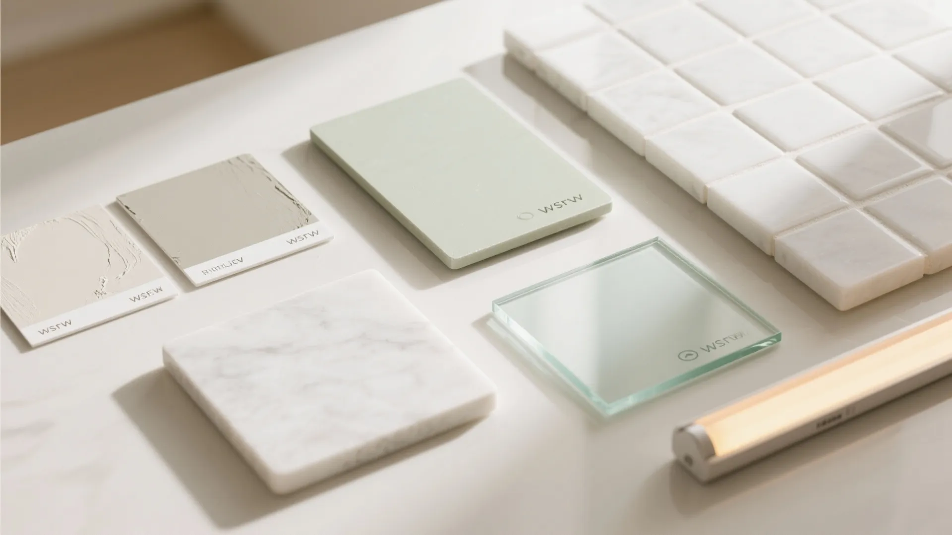 Light, reflective finishes—and a glass backsplash—to make rooms feel airy