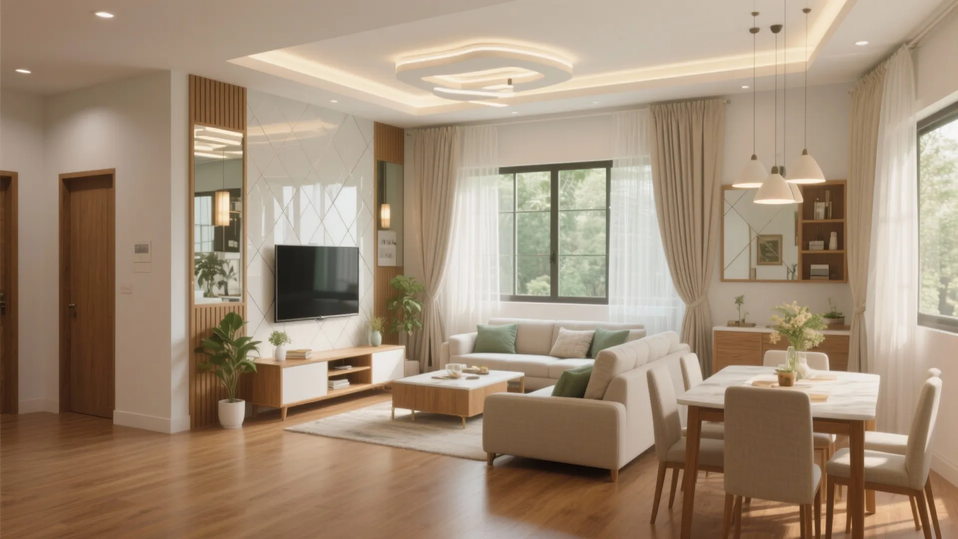 Light-first living–dining that breathes