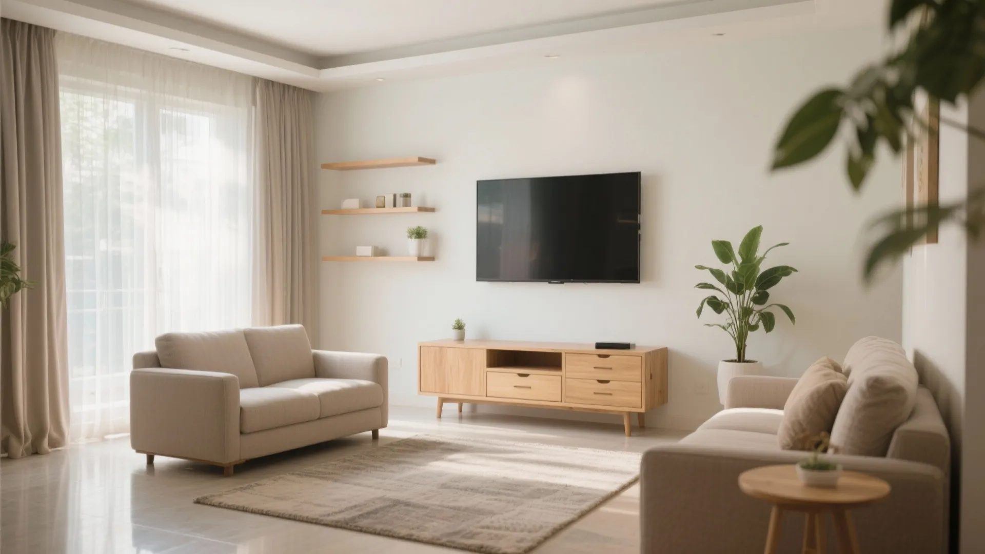 Light-first living room with layered storage