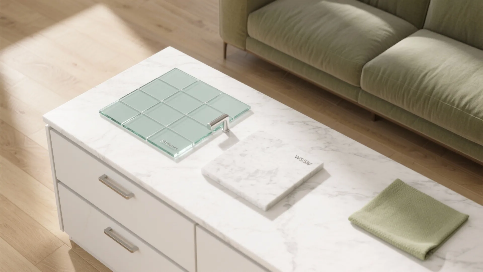 Light-Boosting Surfaces: Glass Backsplash and Reflective Accents