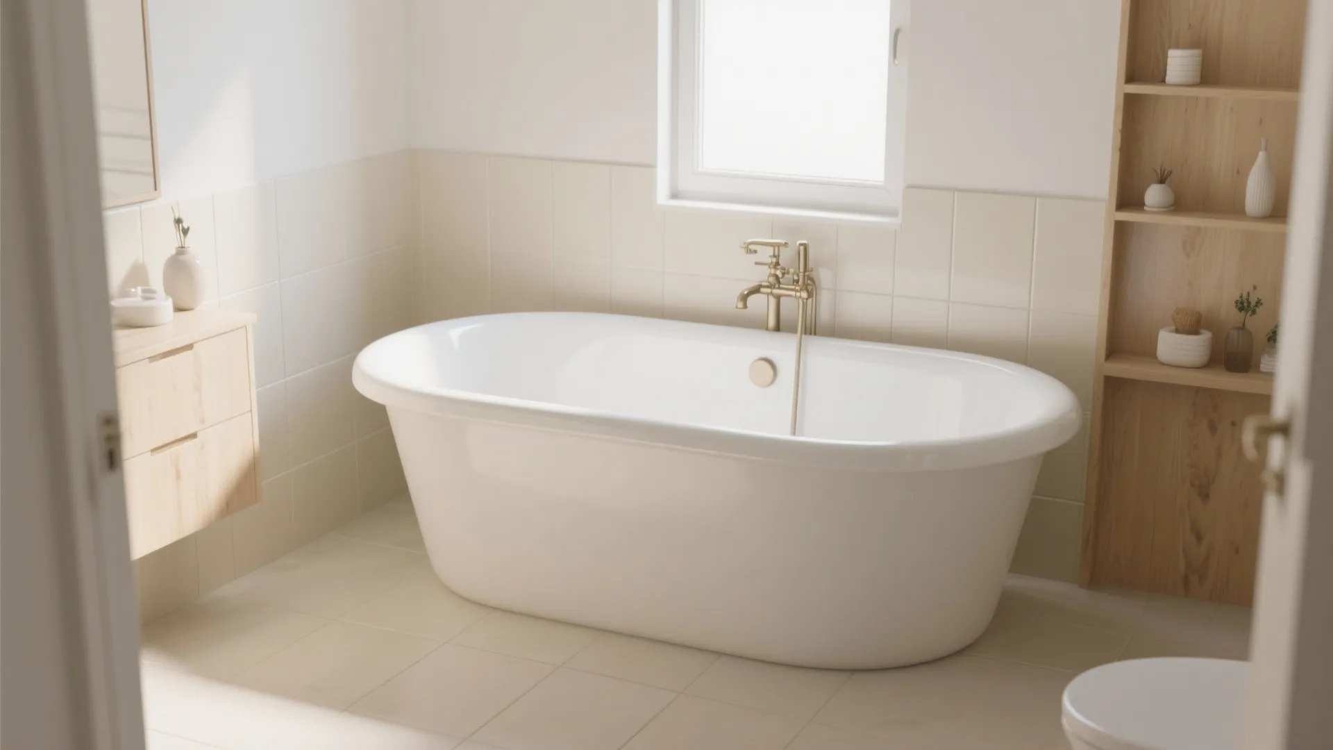 3. Use the roll-top as a focal anchor with light colors