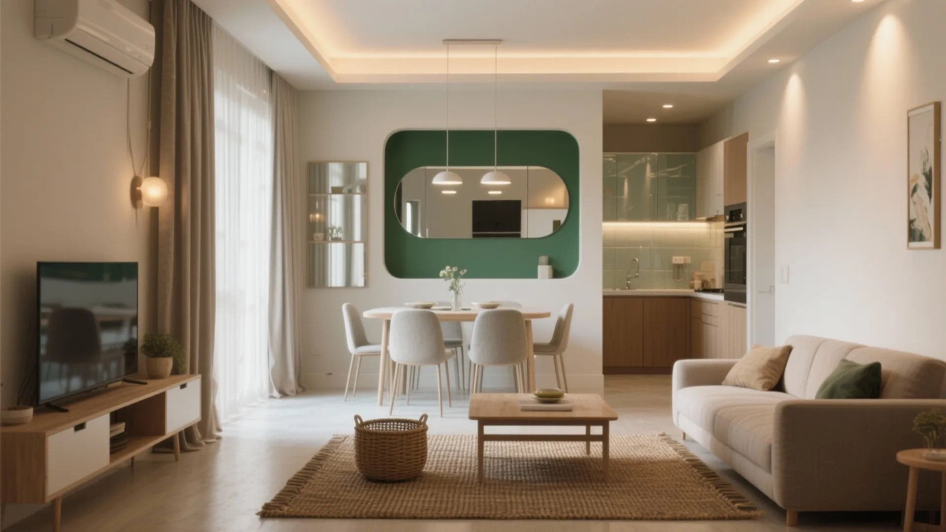 Light, glass, and color to make 2 BHKs feel larger