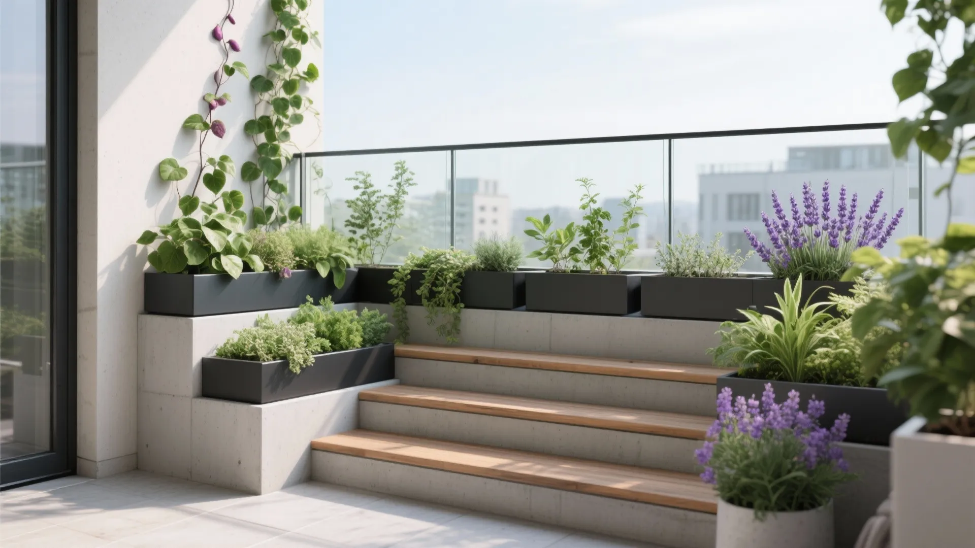 Light First: Glass, Open Lines, and Planter Heights