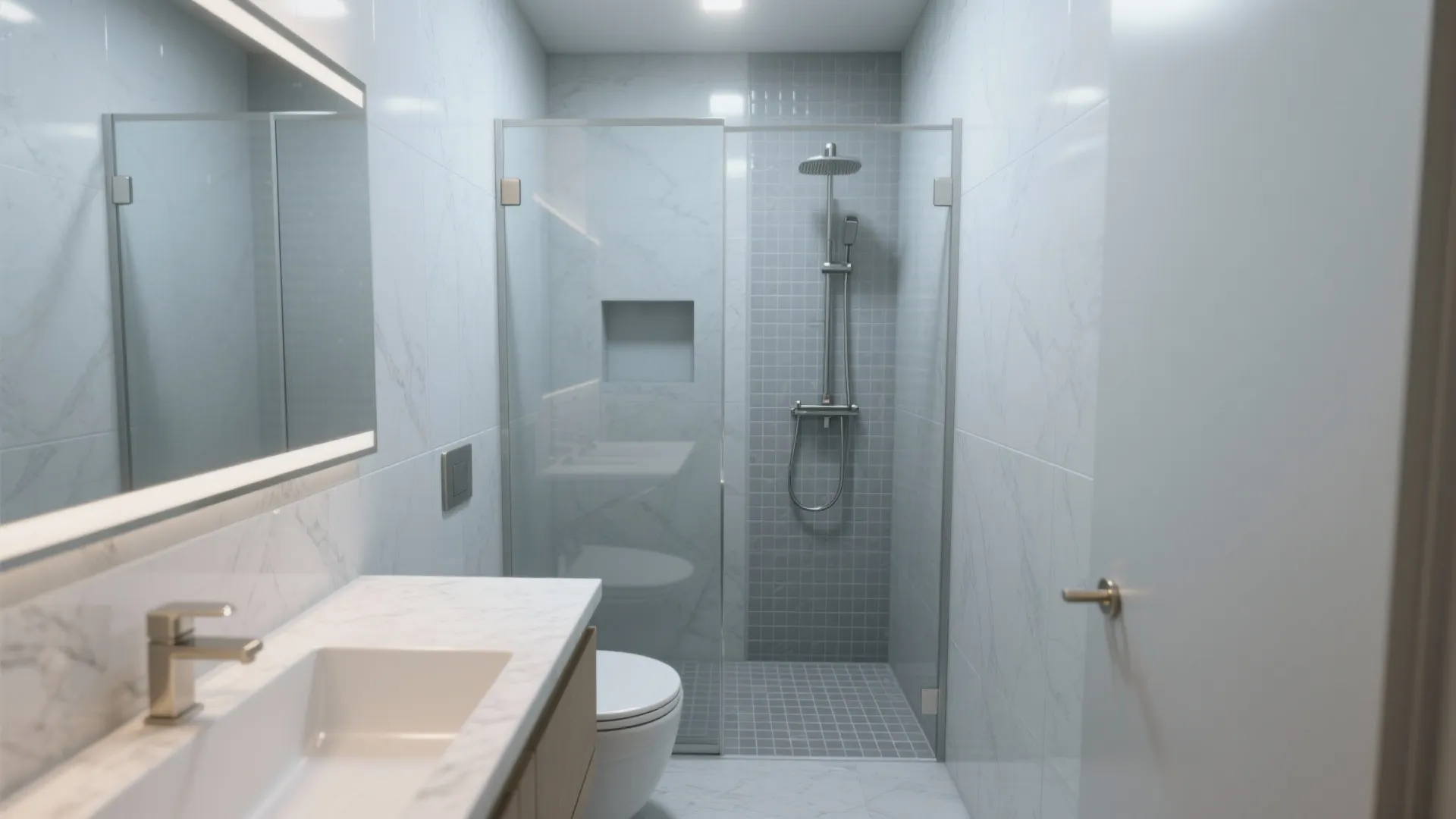 Light-Reflecting Grays + Glass Details: Airy and Bright