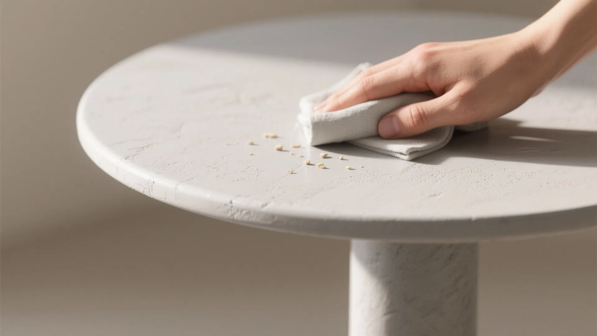 1. Light gray pedestal table for breathing room