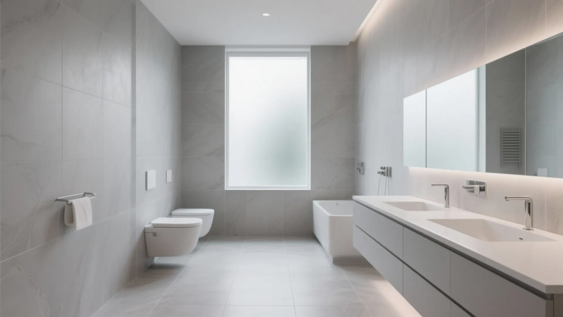 4. Large-Format Light Gray Porcelain