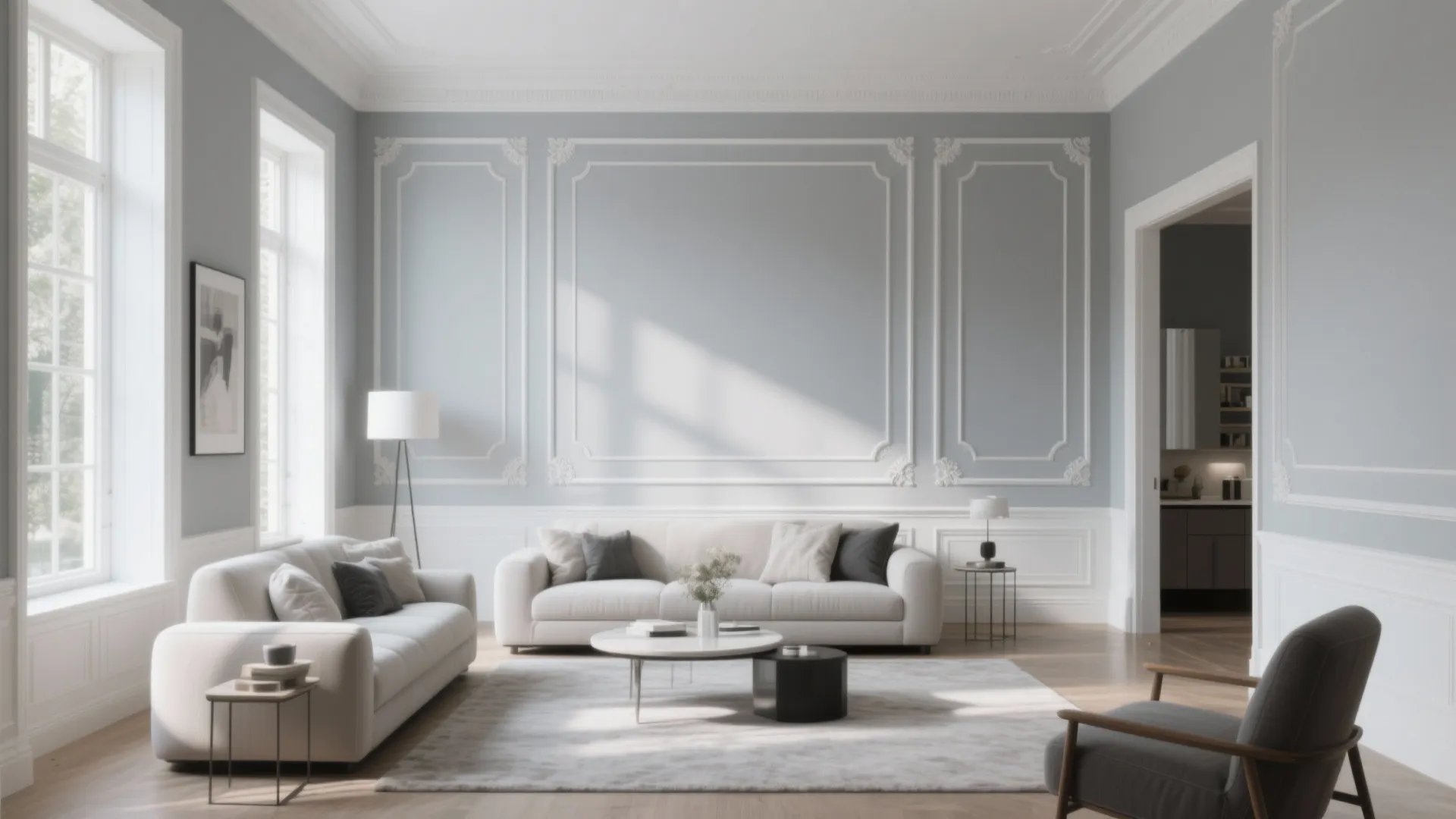 Light Gray with White Trim