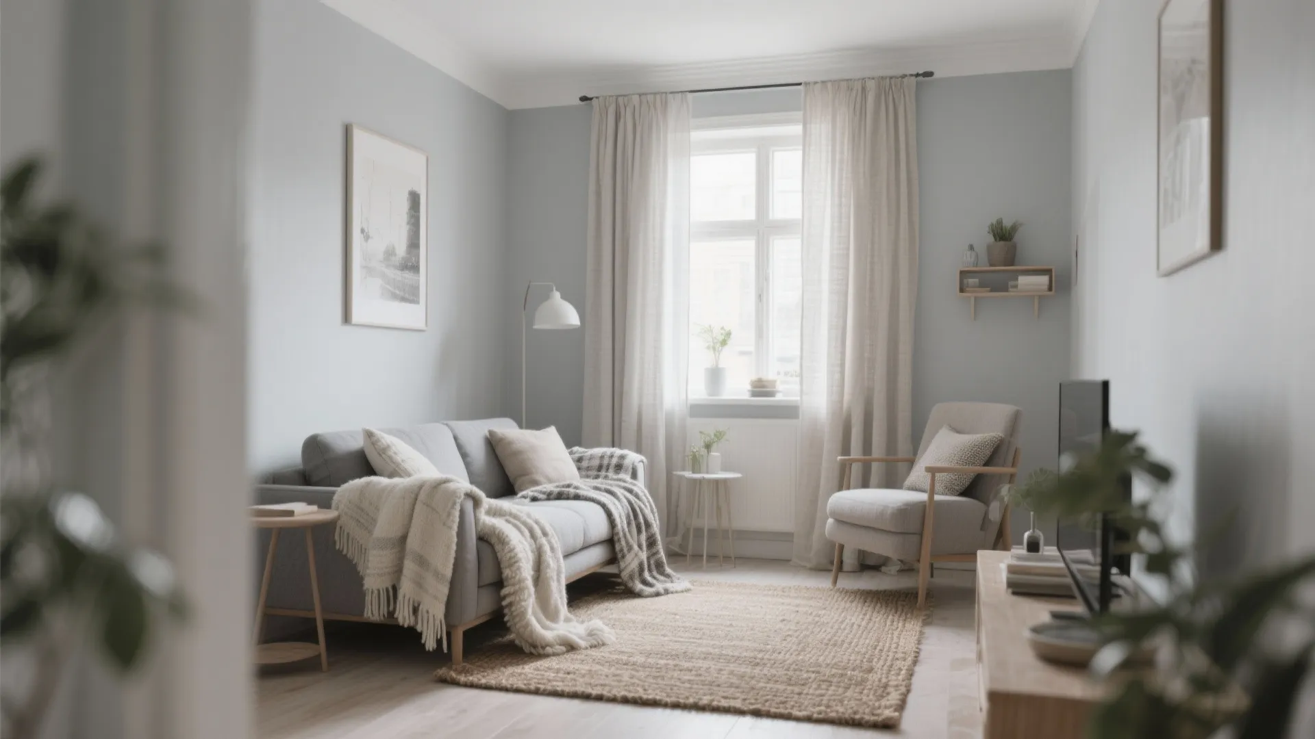 1. Light Grey Walls with Layered Textures