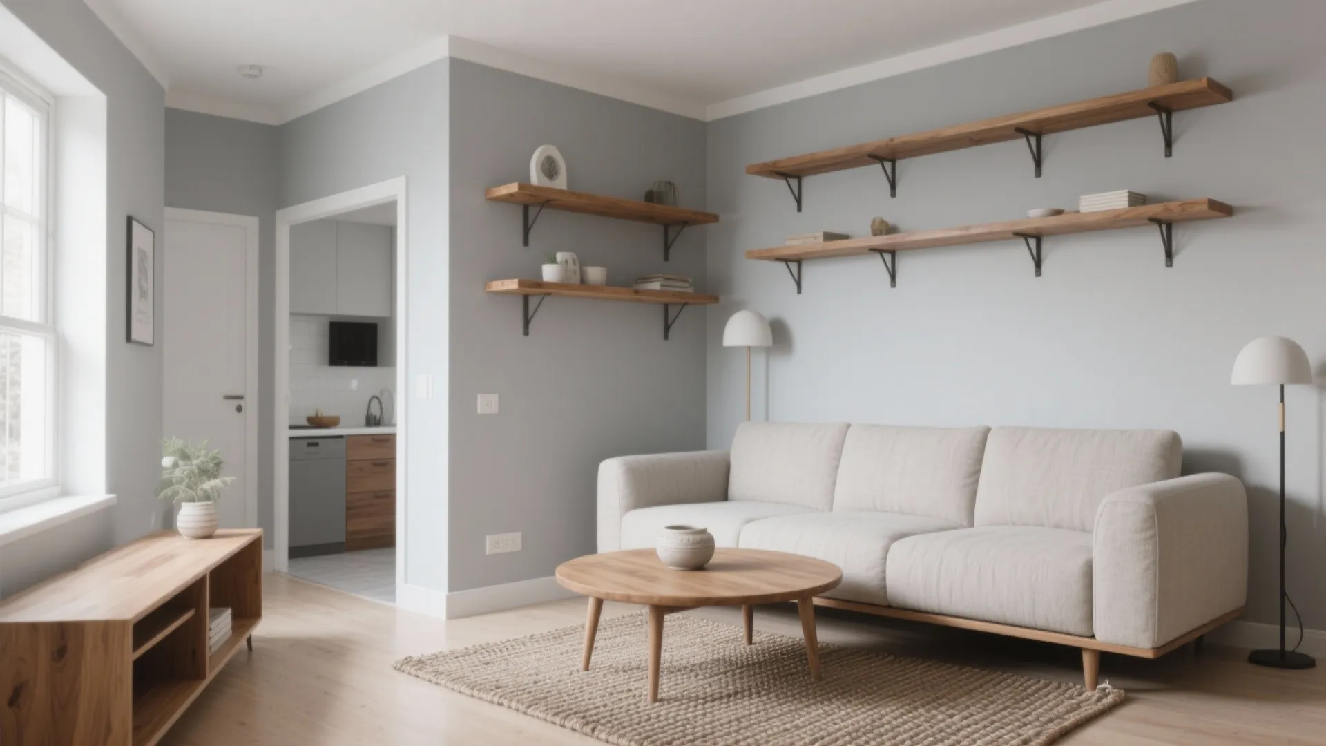 Light Grey Walls + Warm Wood Accents