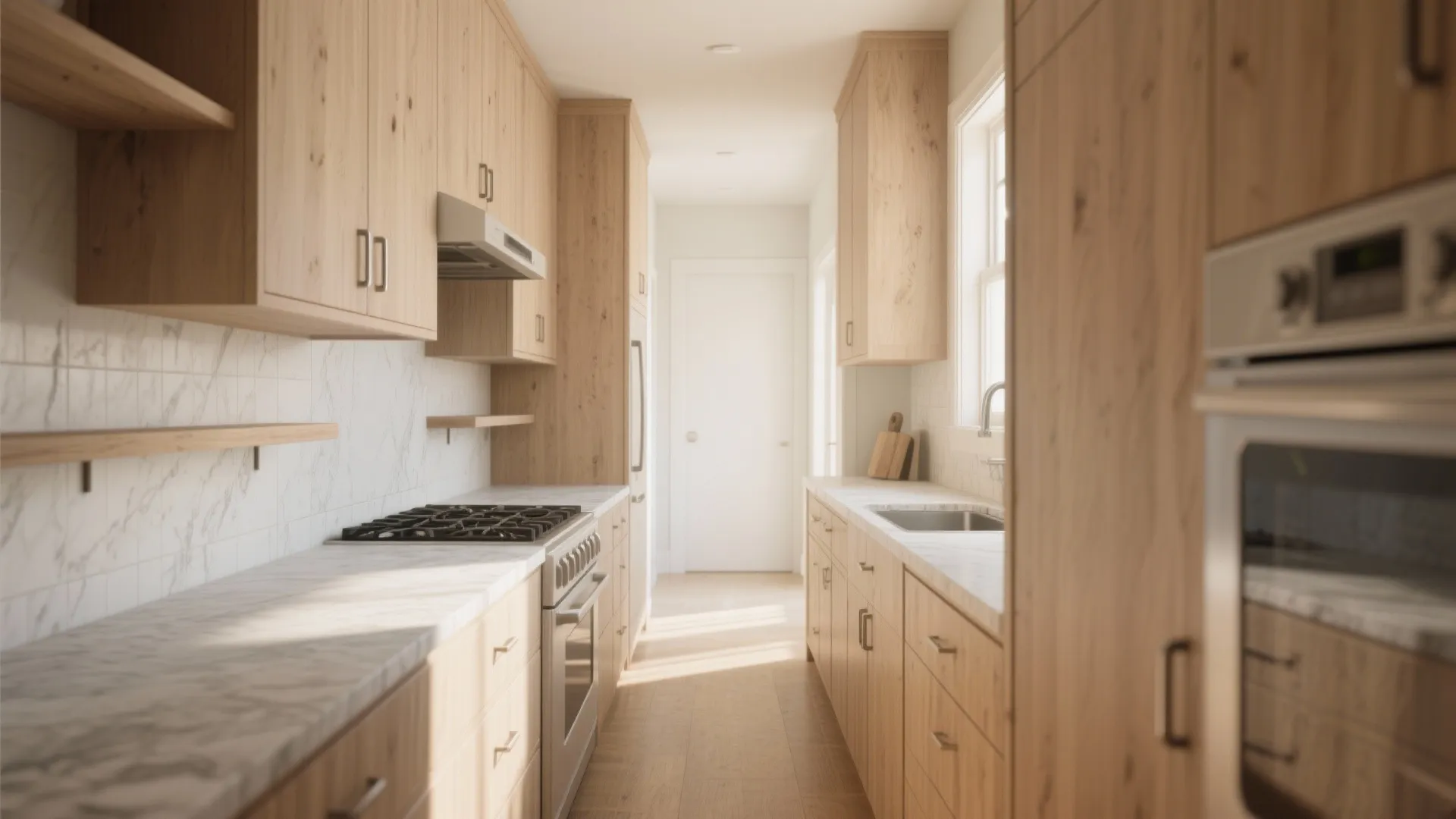 4. Light-Stained Hickory for Small Kitchens