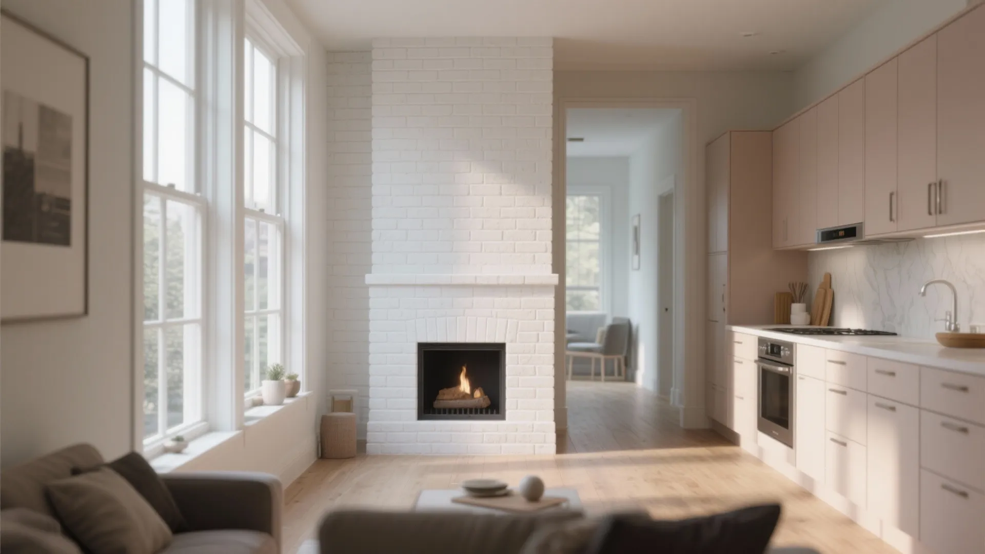 3. Use white brick to extend light into small interiors