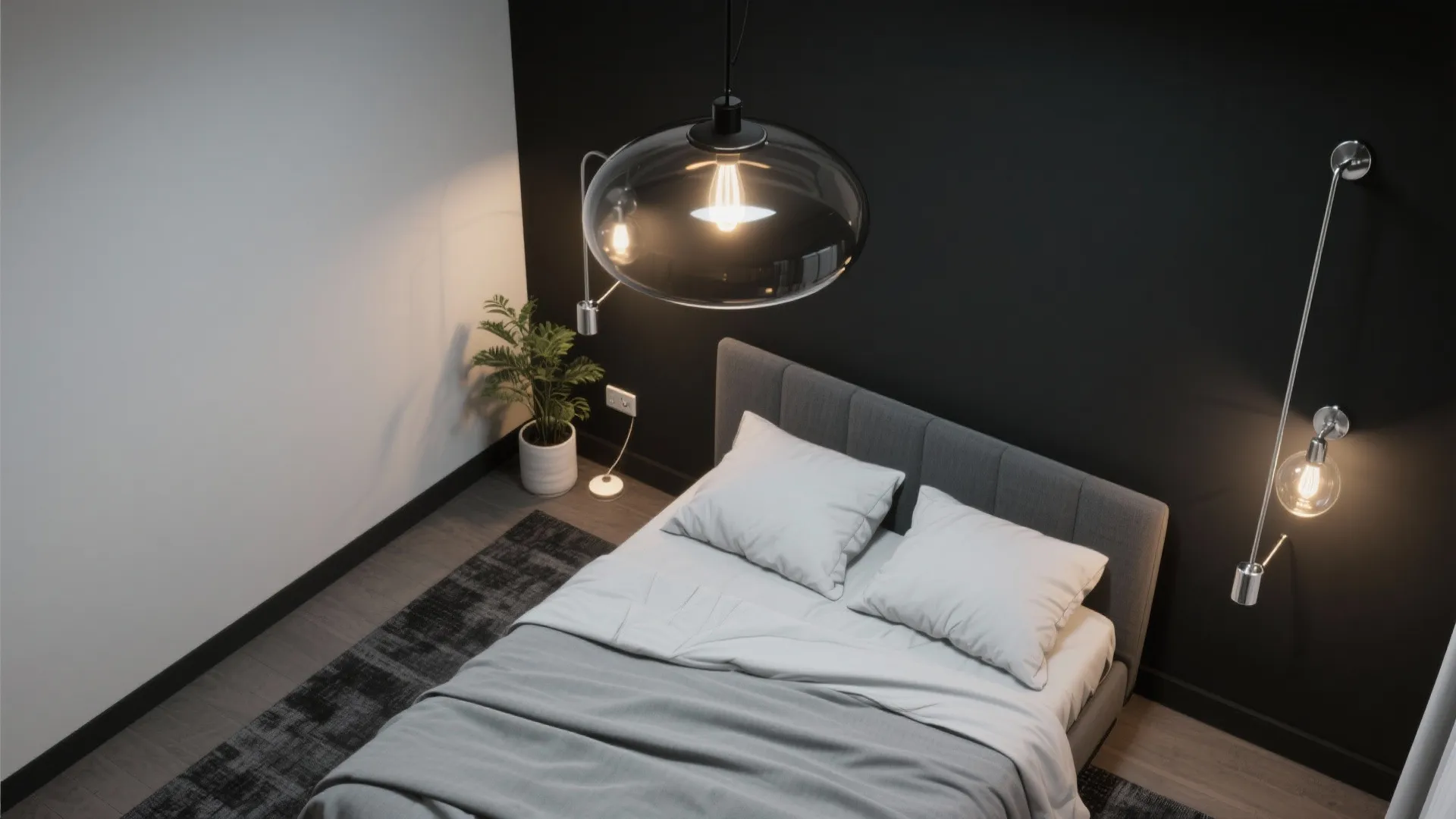 Idea 2: Layer lighting with chrome and smoked glass