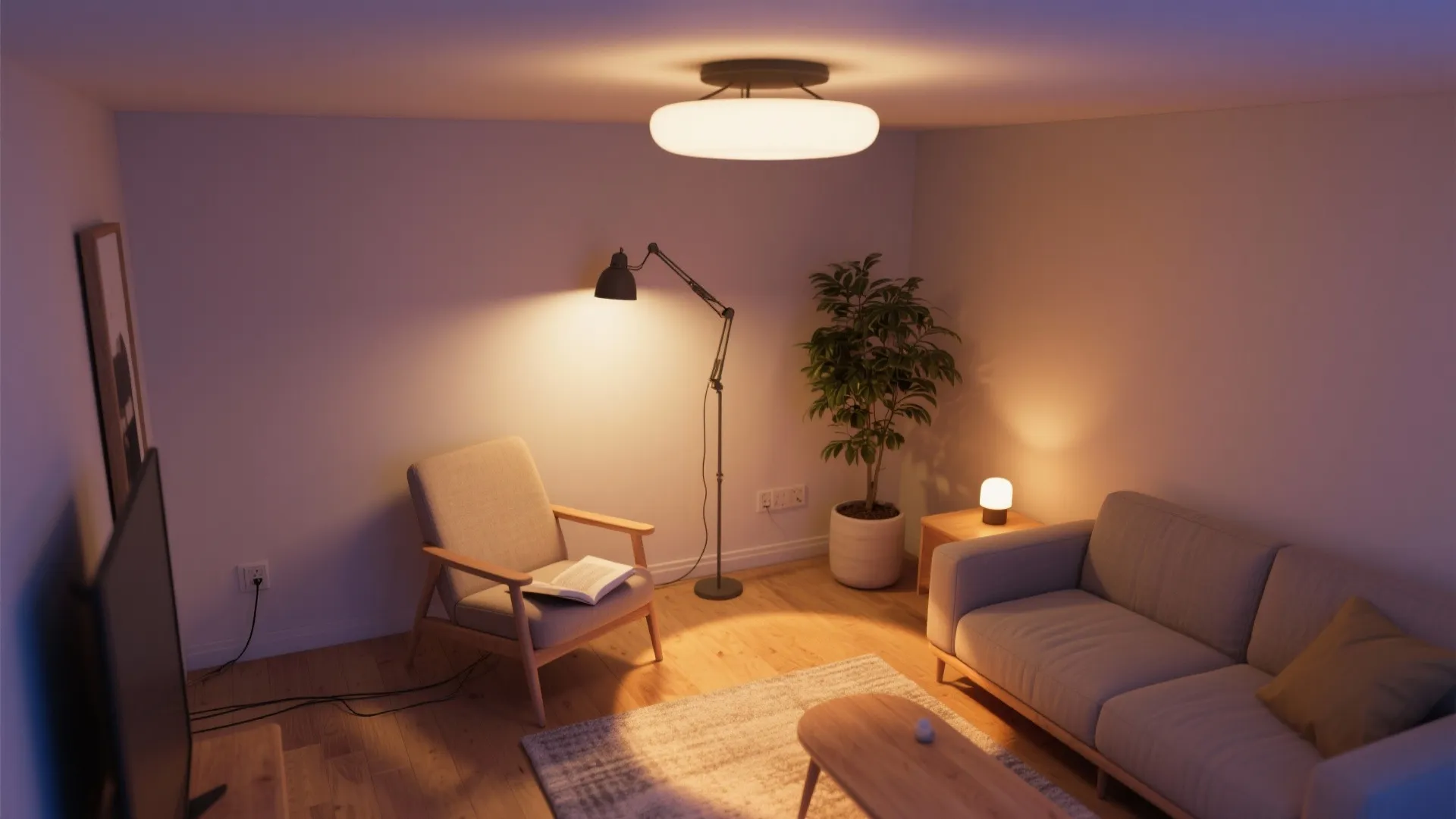 Layered lighting that flatters small rooms