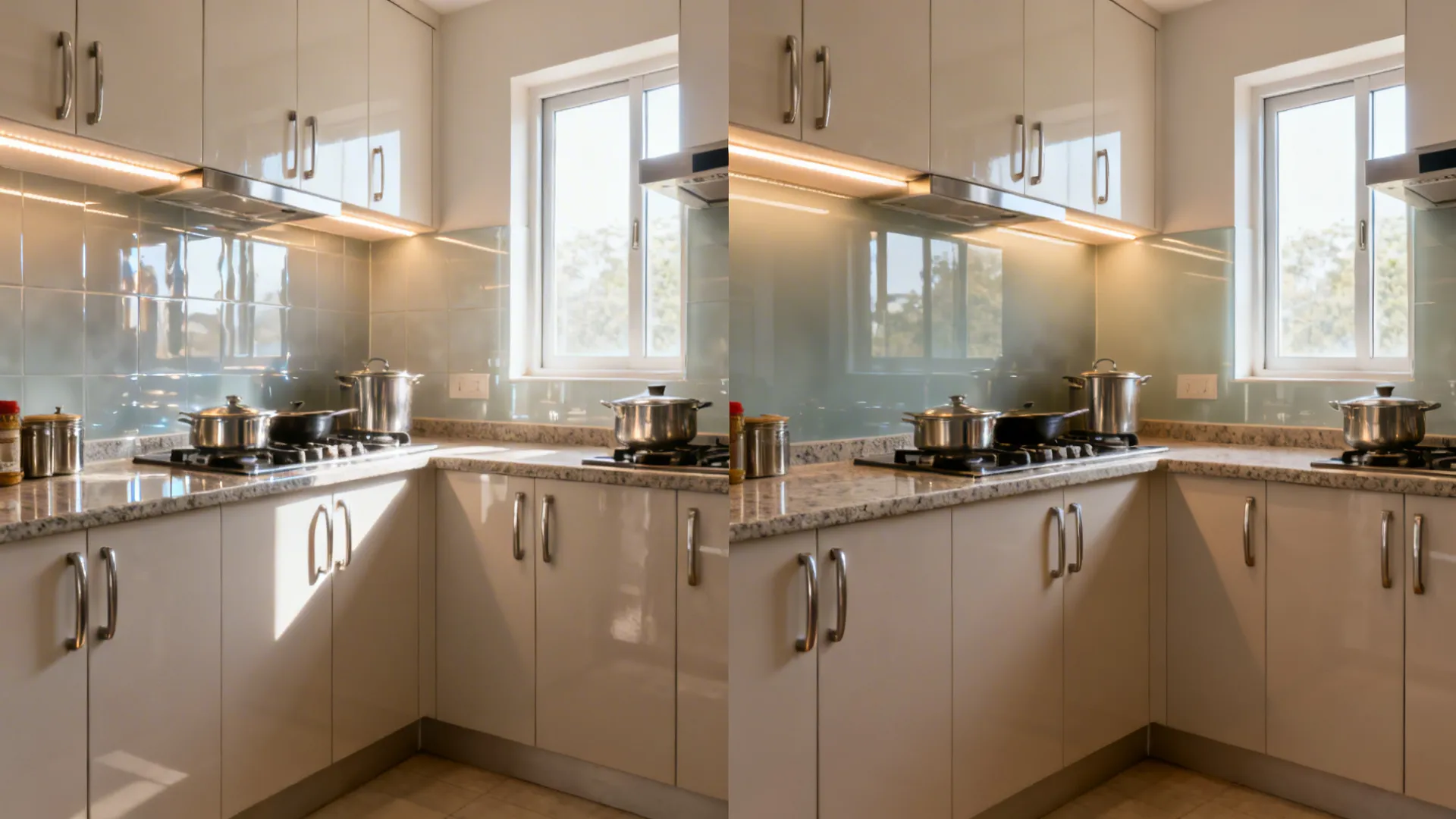 3) Light layering with reflective finishes