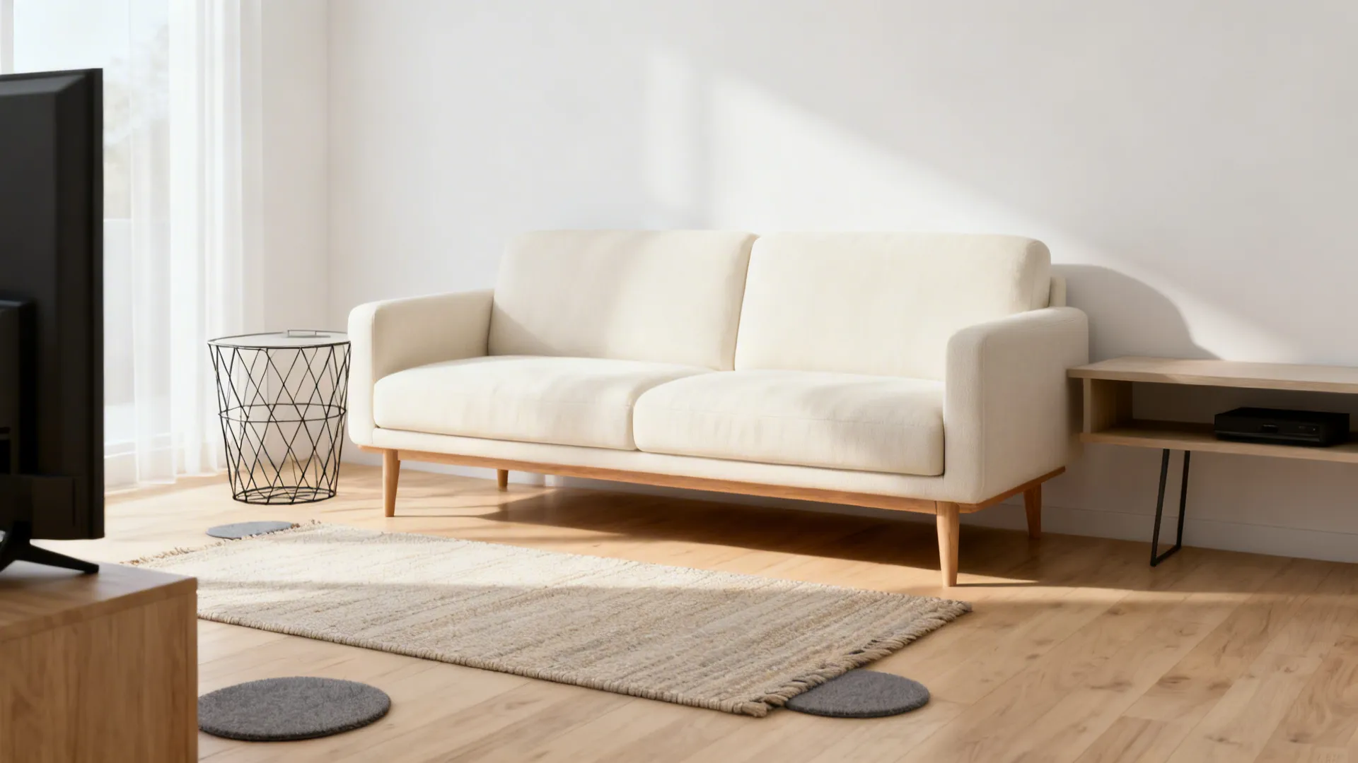 Idea 2: Light-toned sofa + leggy furniture for airiness