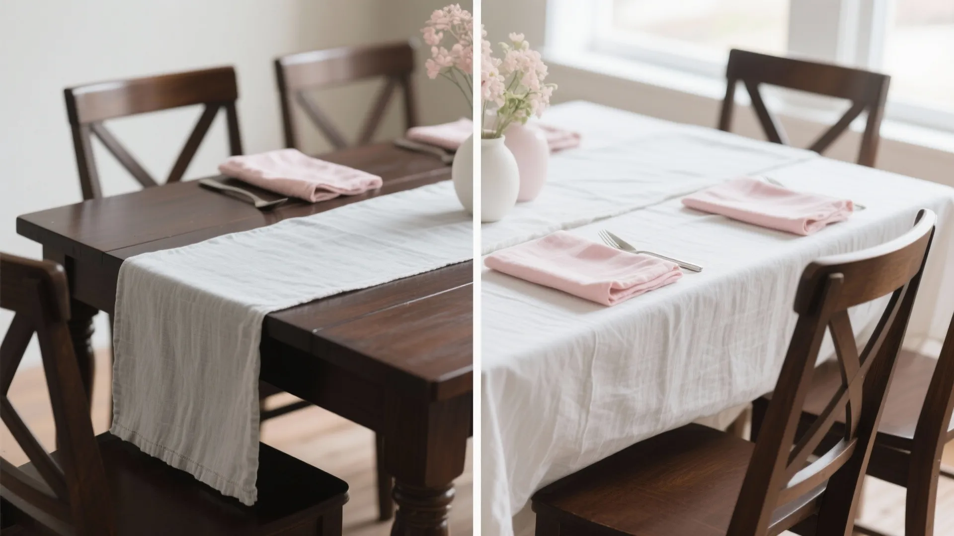 1. Mix Light Linens with Dark Wood