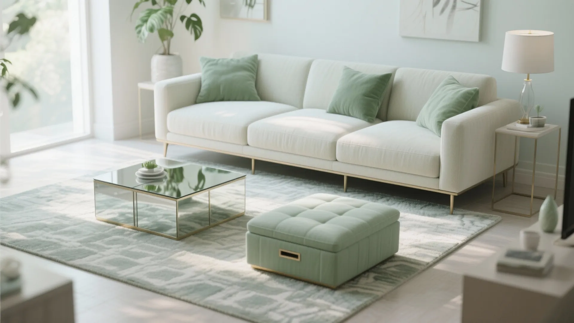 5. Light colors, low-profile legs, and multi-surface pieces