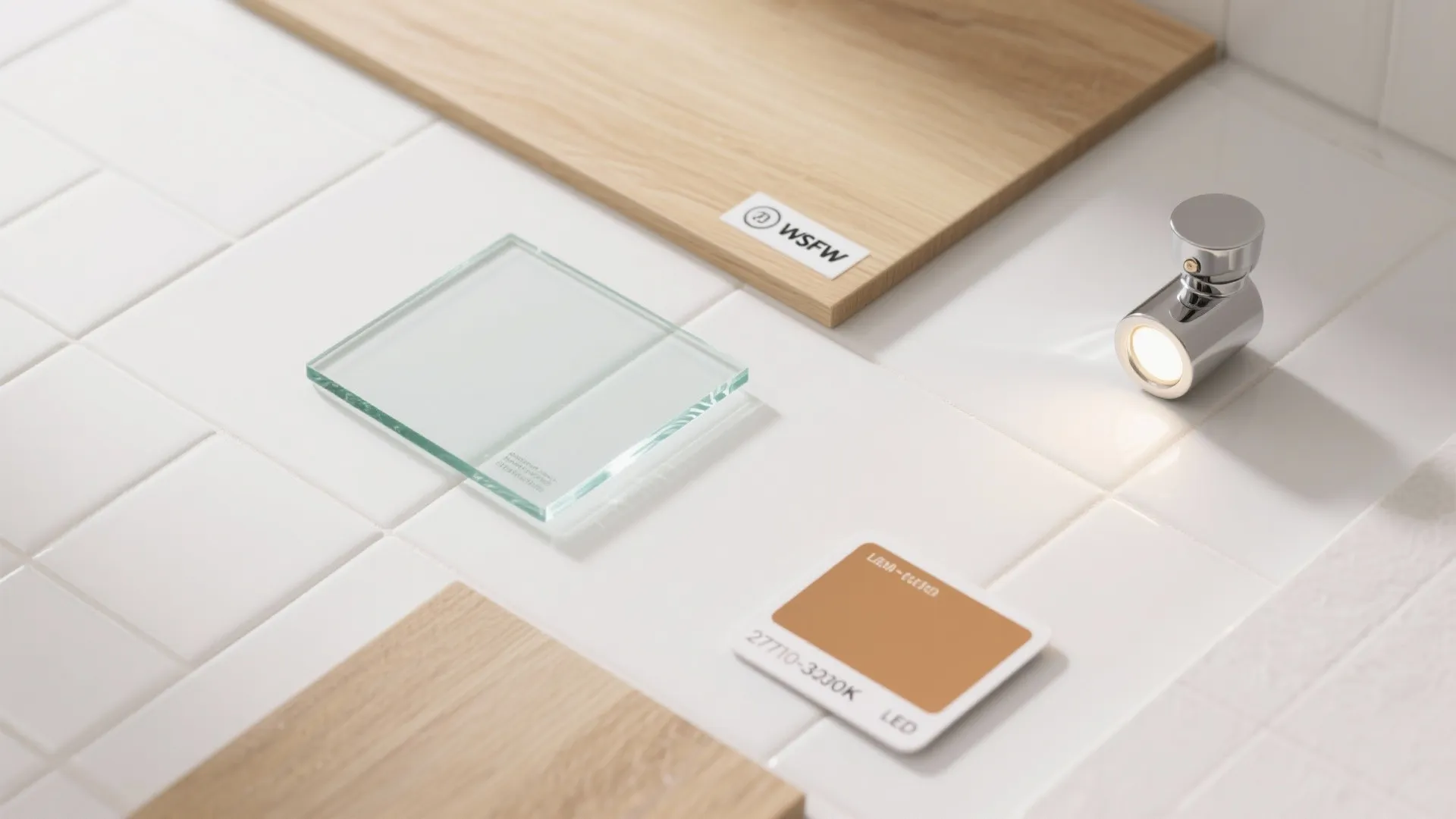 Shower-over-bath with clear glass and light finishes