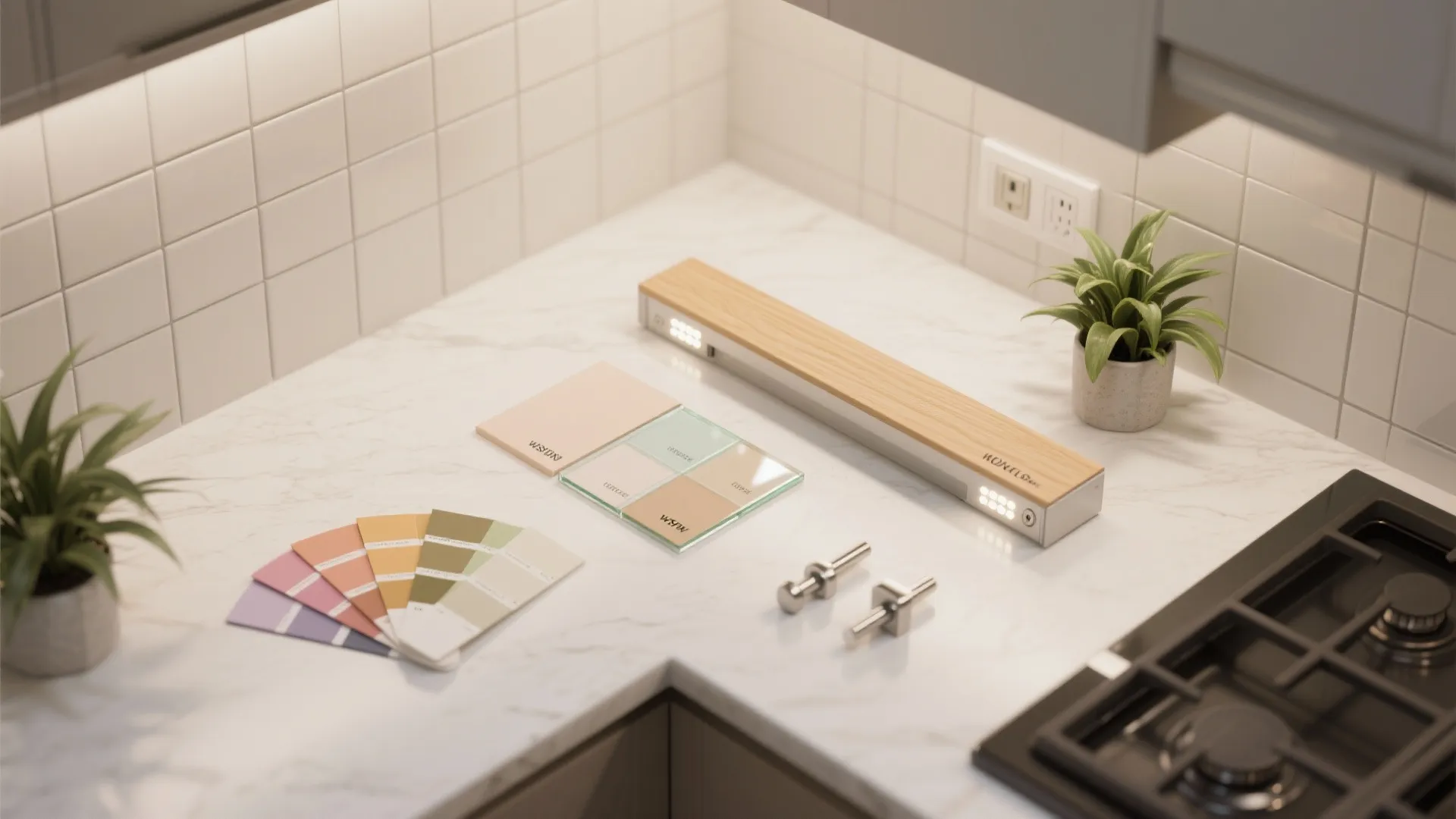 4. Light palettes, reflective backsplashes and layered lighting