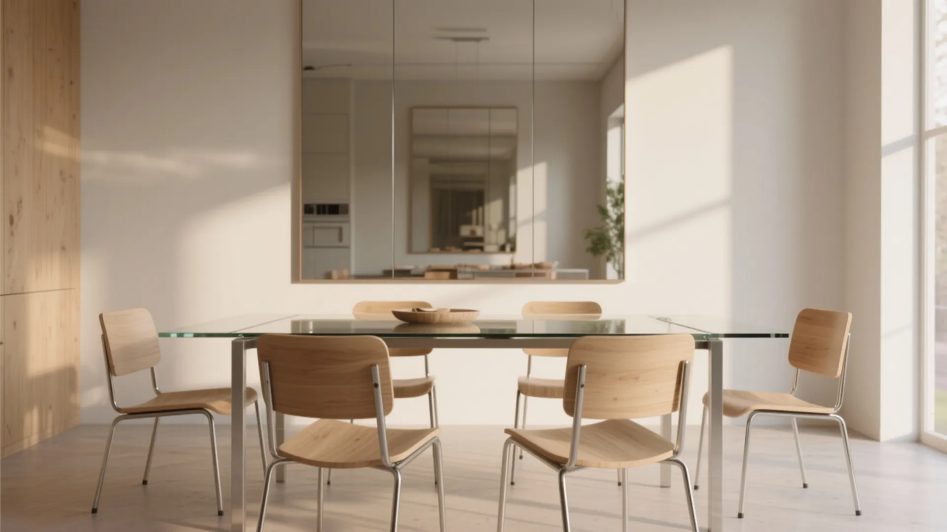 4. Light materials + mirrored backdrop