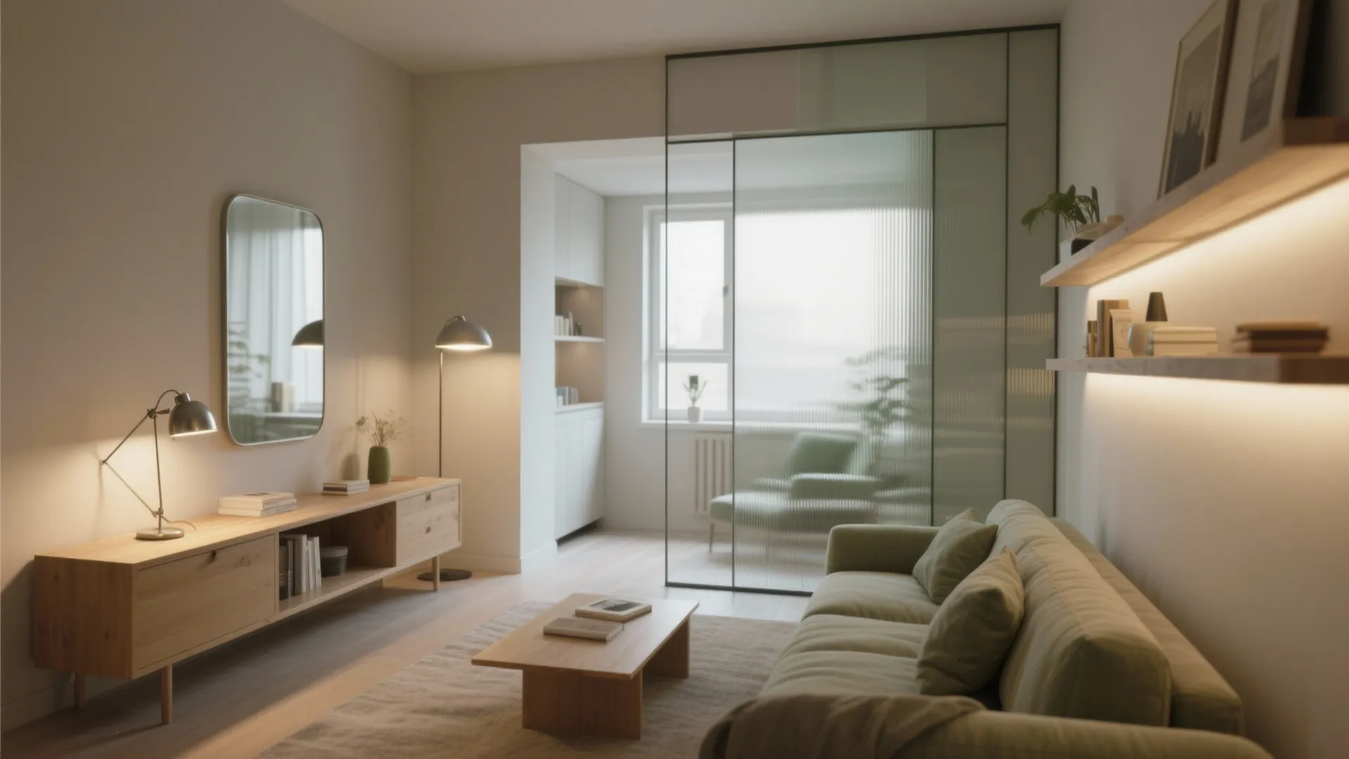 Light Layering, Mirrors, and Glass to Amplify Space