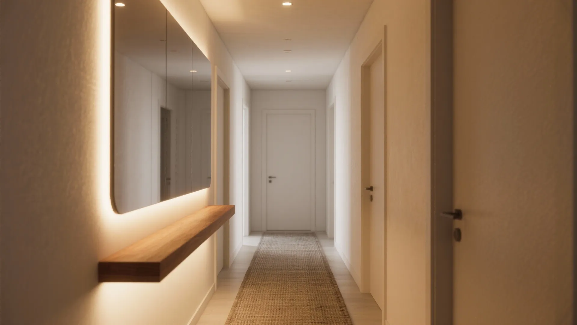 Light layering + mirrors to double the space