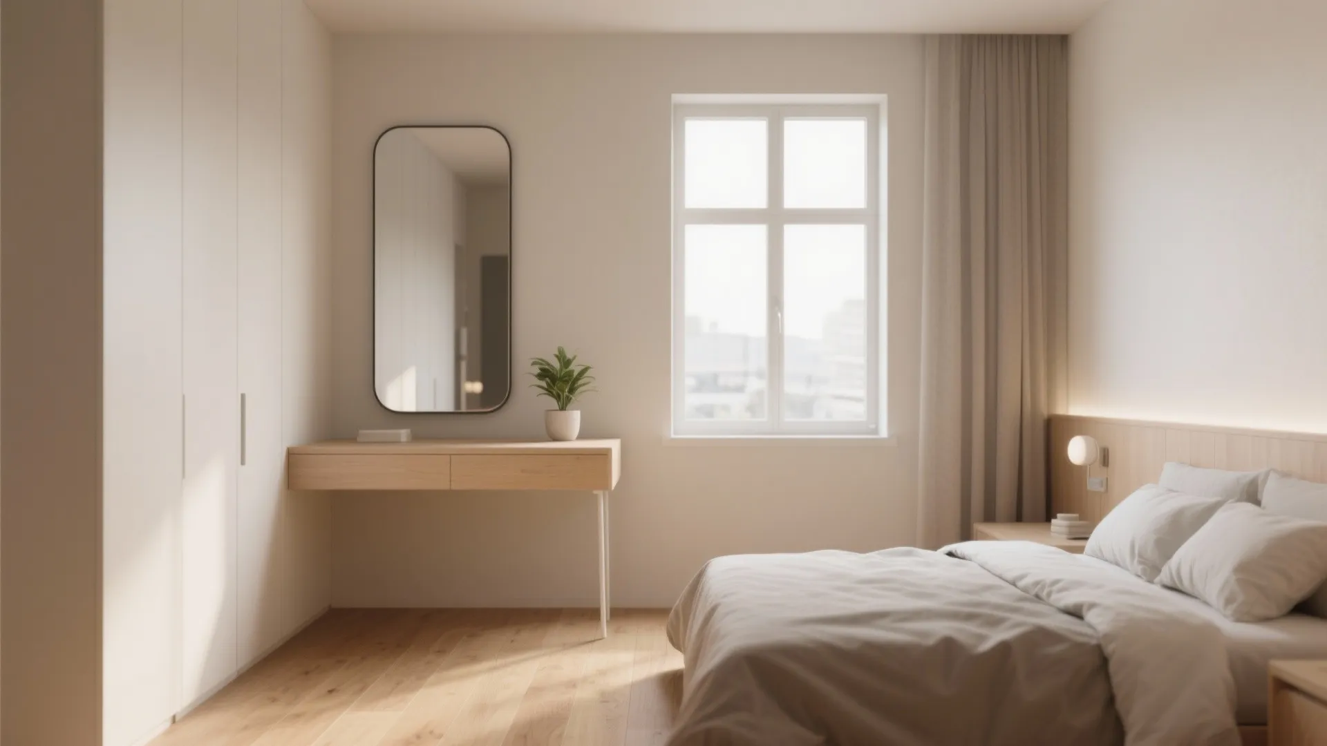 4. Lightweight furniture, mirrors and consistent color