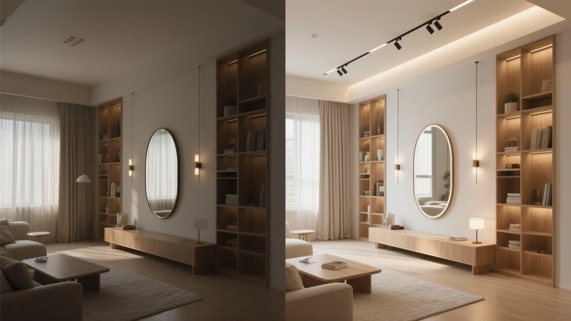 5) Light, mirrors, and vertical lines to widen and lift