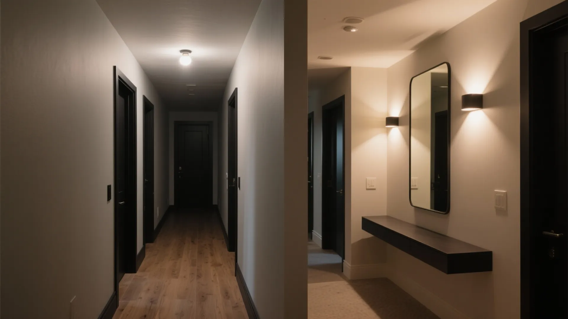 Light and Mirrors to Stretch a Narrow Hall