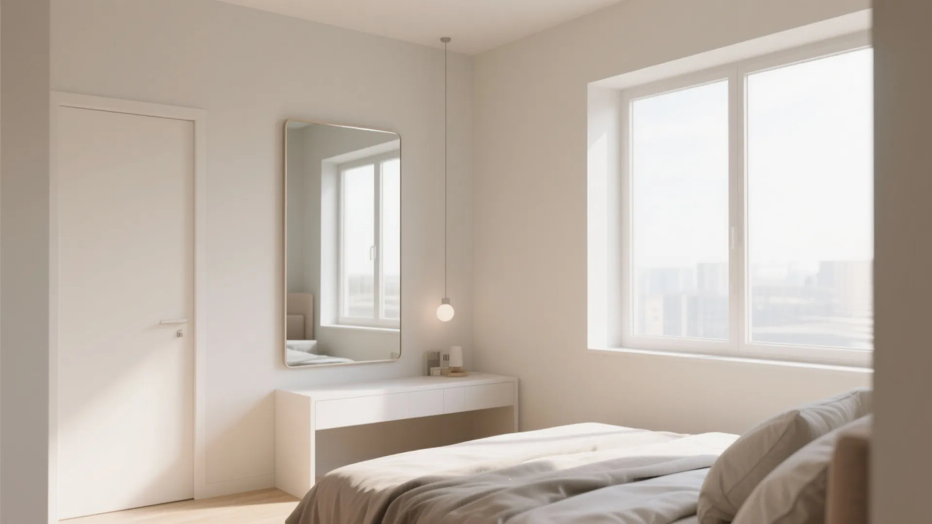 9. Light Color Scheme with Mirrors