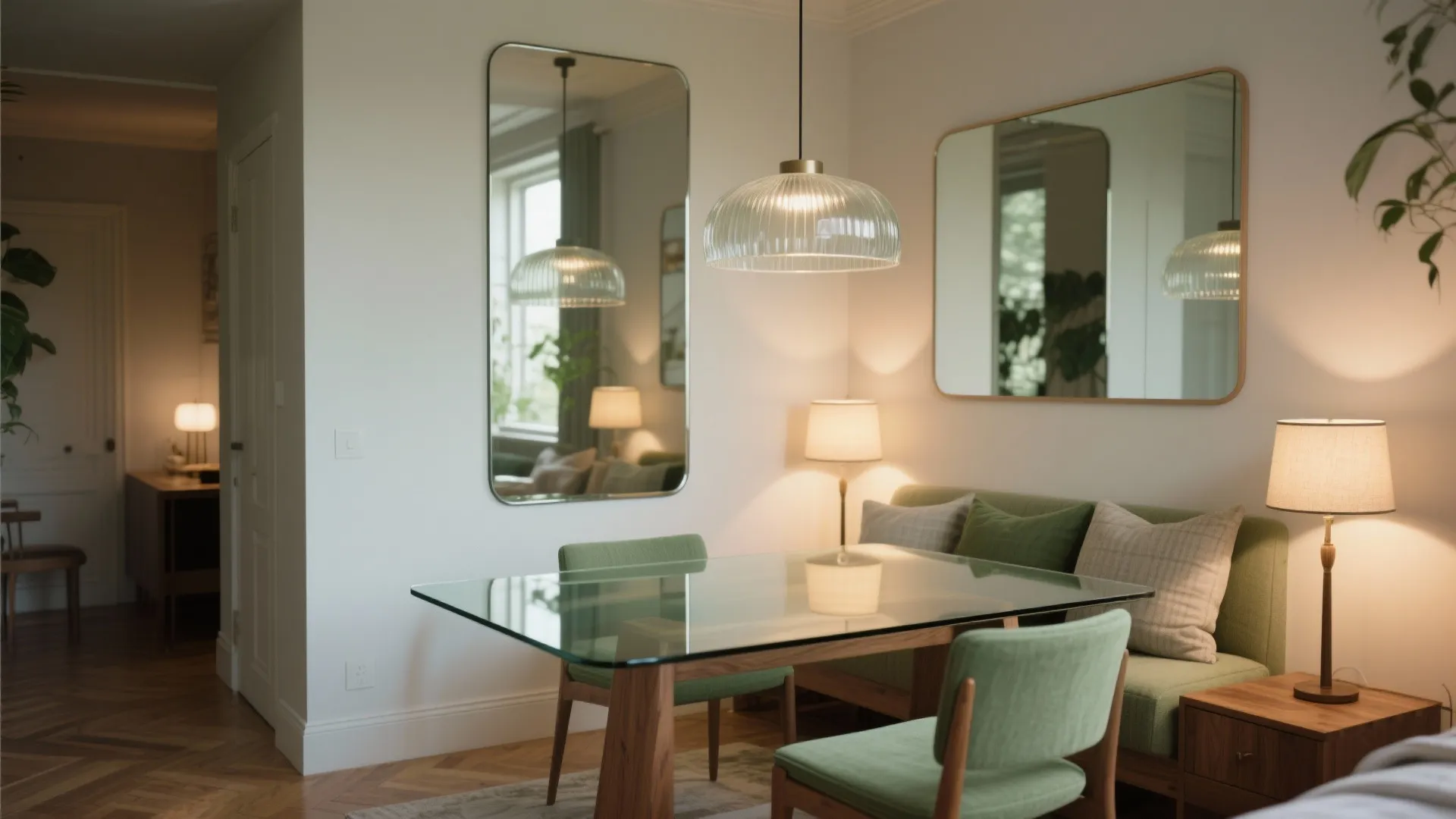 Light, Mirrors and Strategic Color to Open the Room